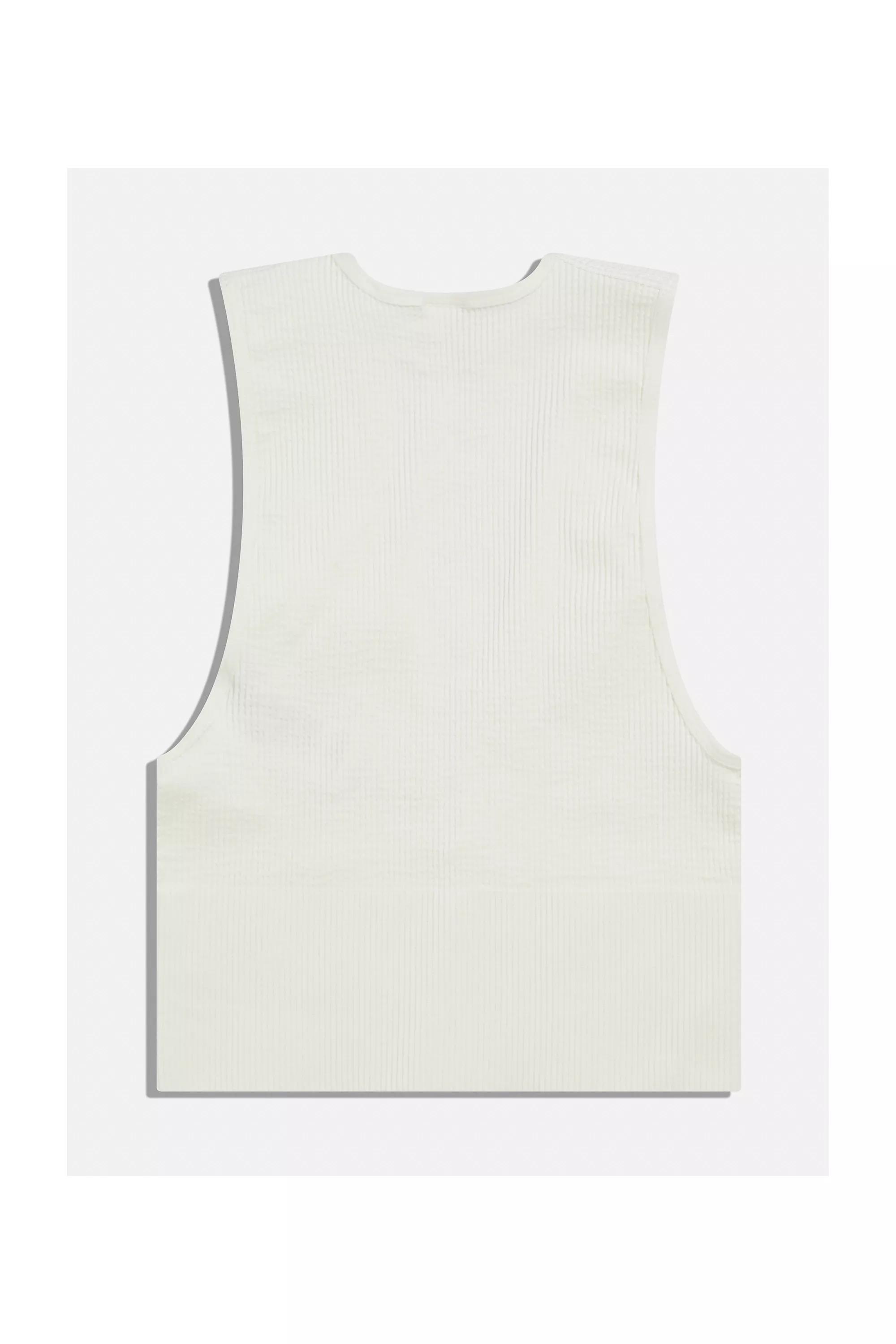 White Uo Josie Recycled Ribbed V-Neck Vest, WHT, large image number 4
