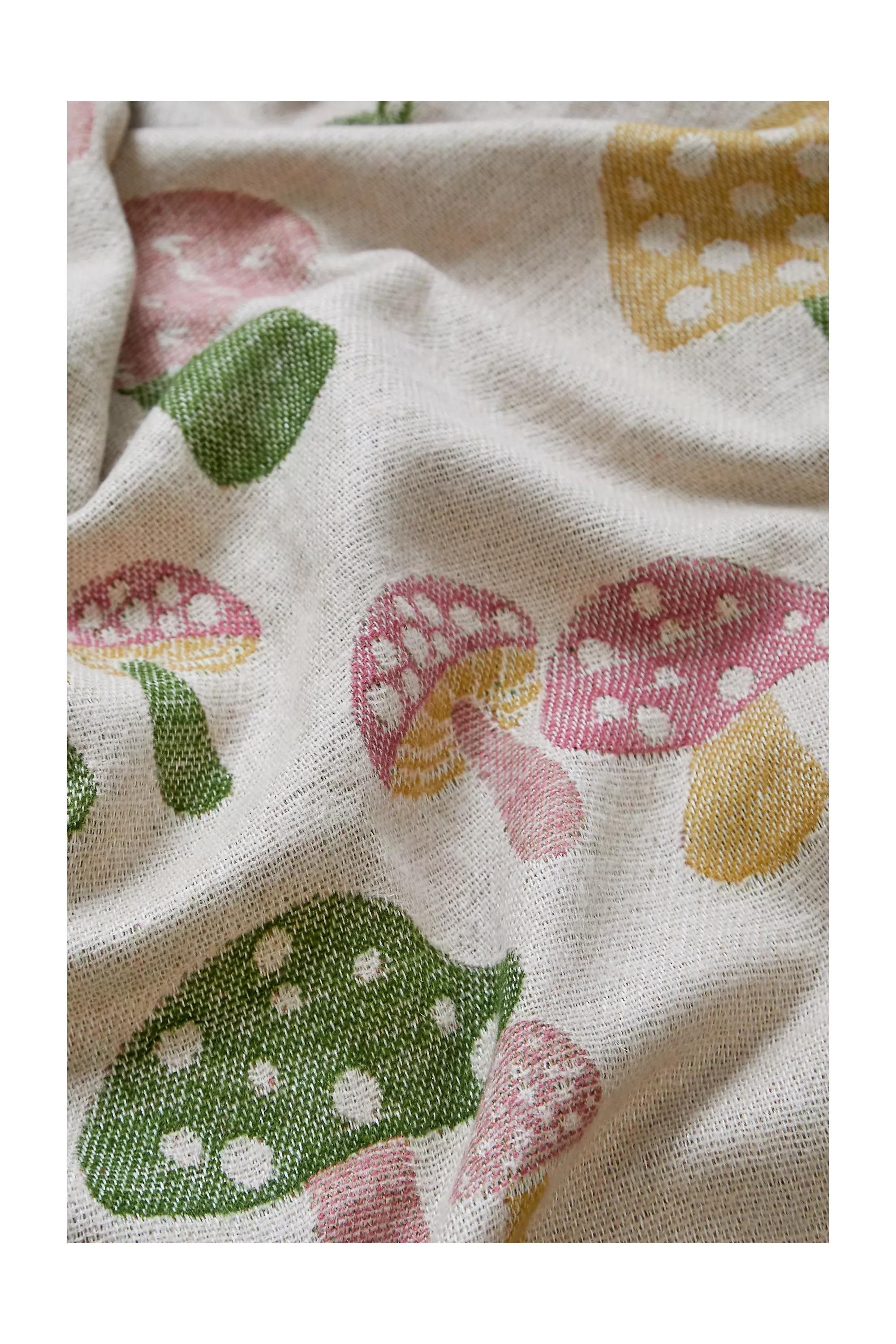 Beige Assort Mushroom Throw Blanket, , large image number 2
