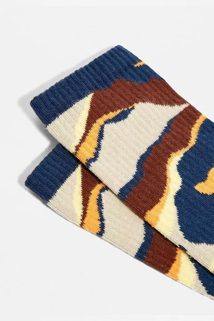 Navy UO Outdoor Wave Print Socks, , large image number 0