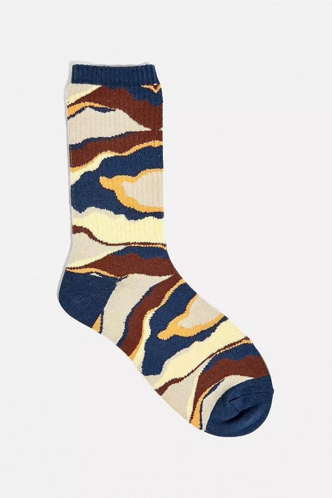 Navy UO Outdoor Wave Print Socks, , large image number 1