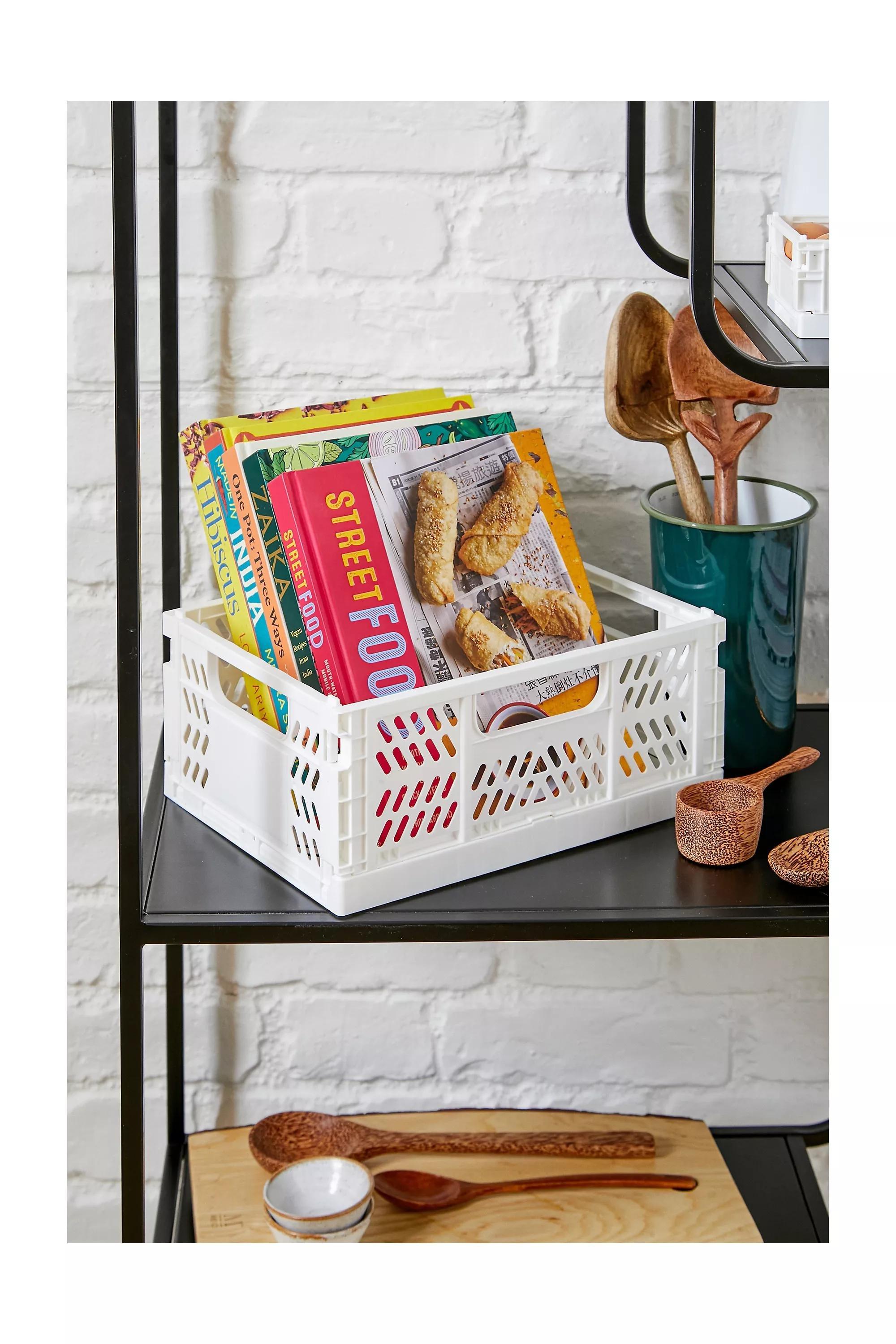White Felix Large Folding Storage Crate, WHT, large image number 0