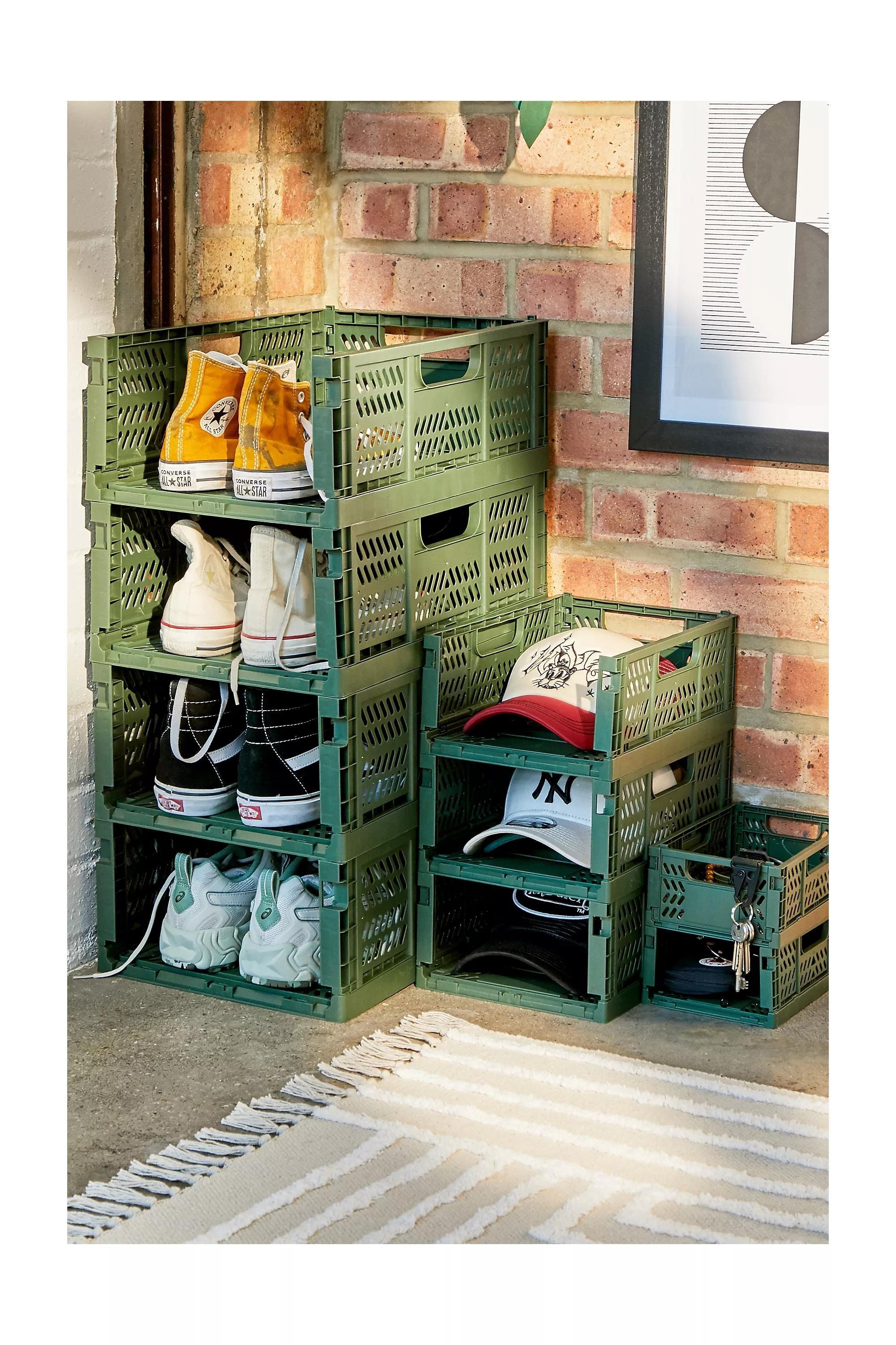 Green Felix Large Folding Storage Crate, , large image number 1