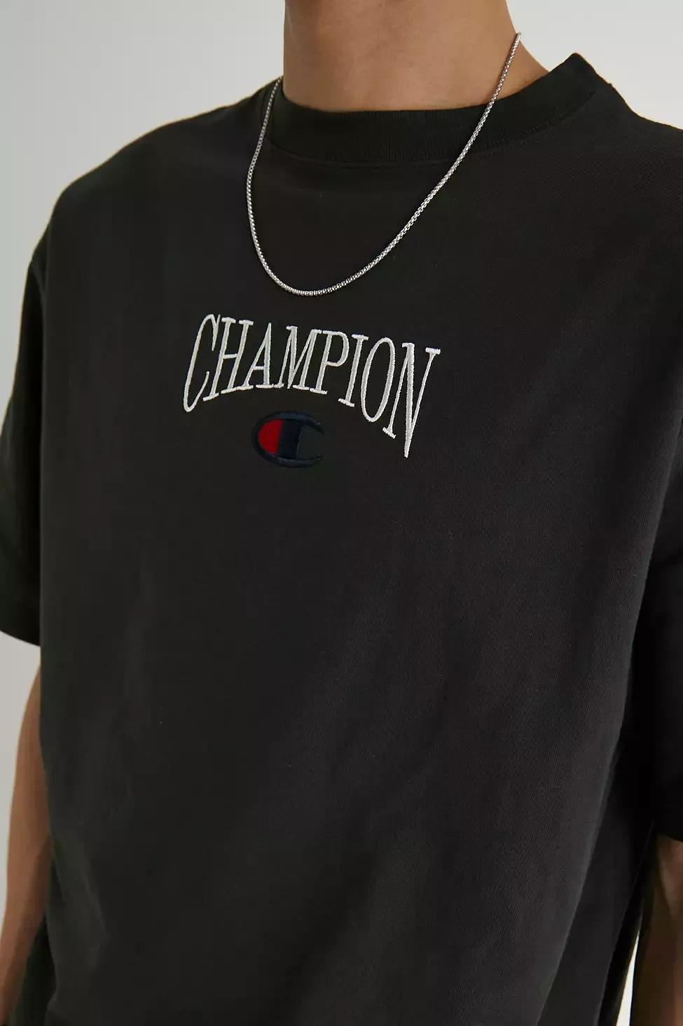 Champion uo exclusive small script black clearance crew neck sweatshirt