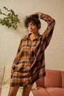Urban Outfitters - Brown Motif UO Ashley Check Print Shirt Dress