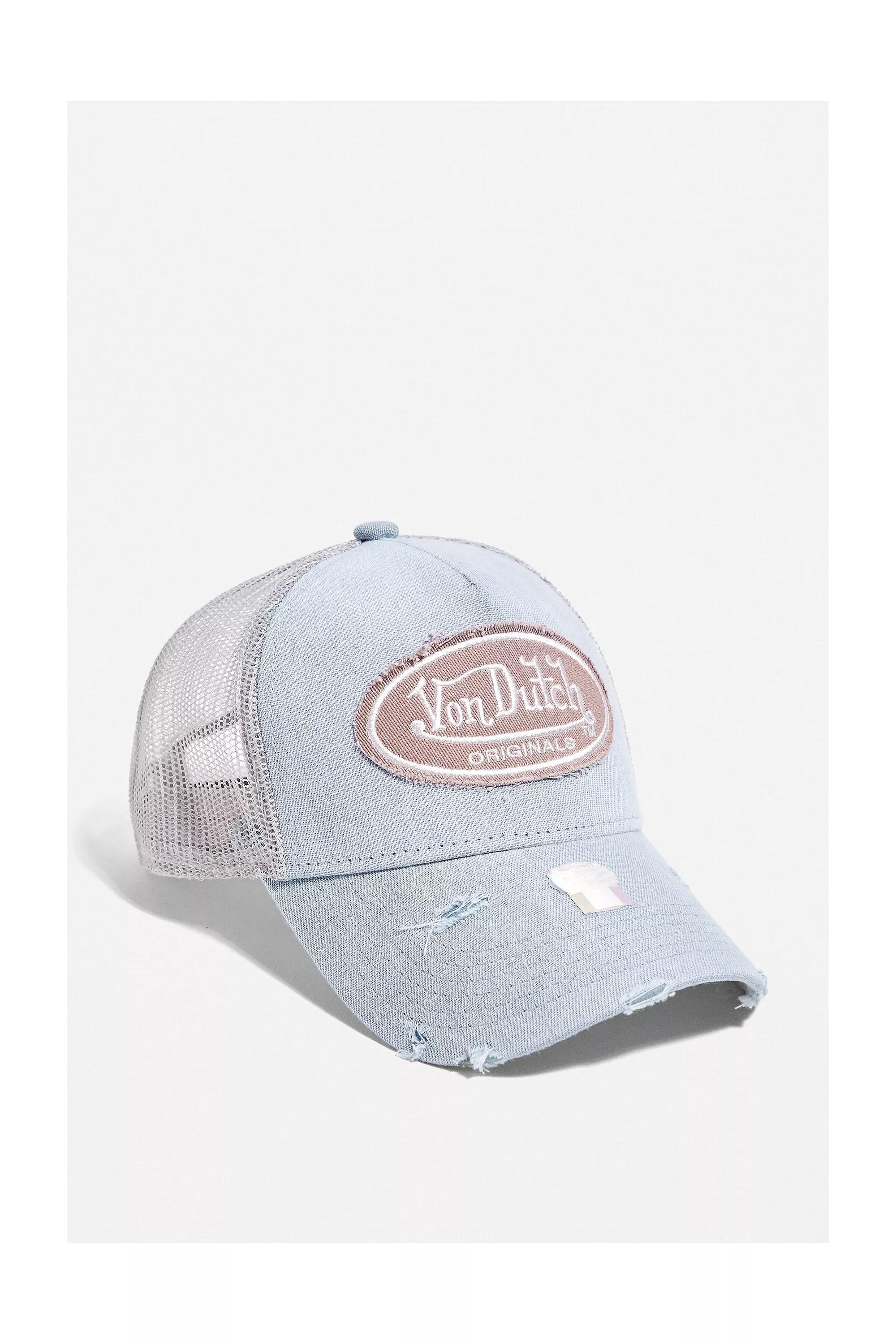 Blue Von Dutch Distressed Denim Trucker Cap, , large image number 1