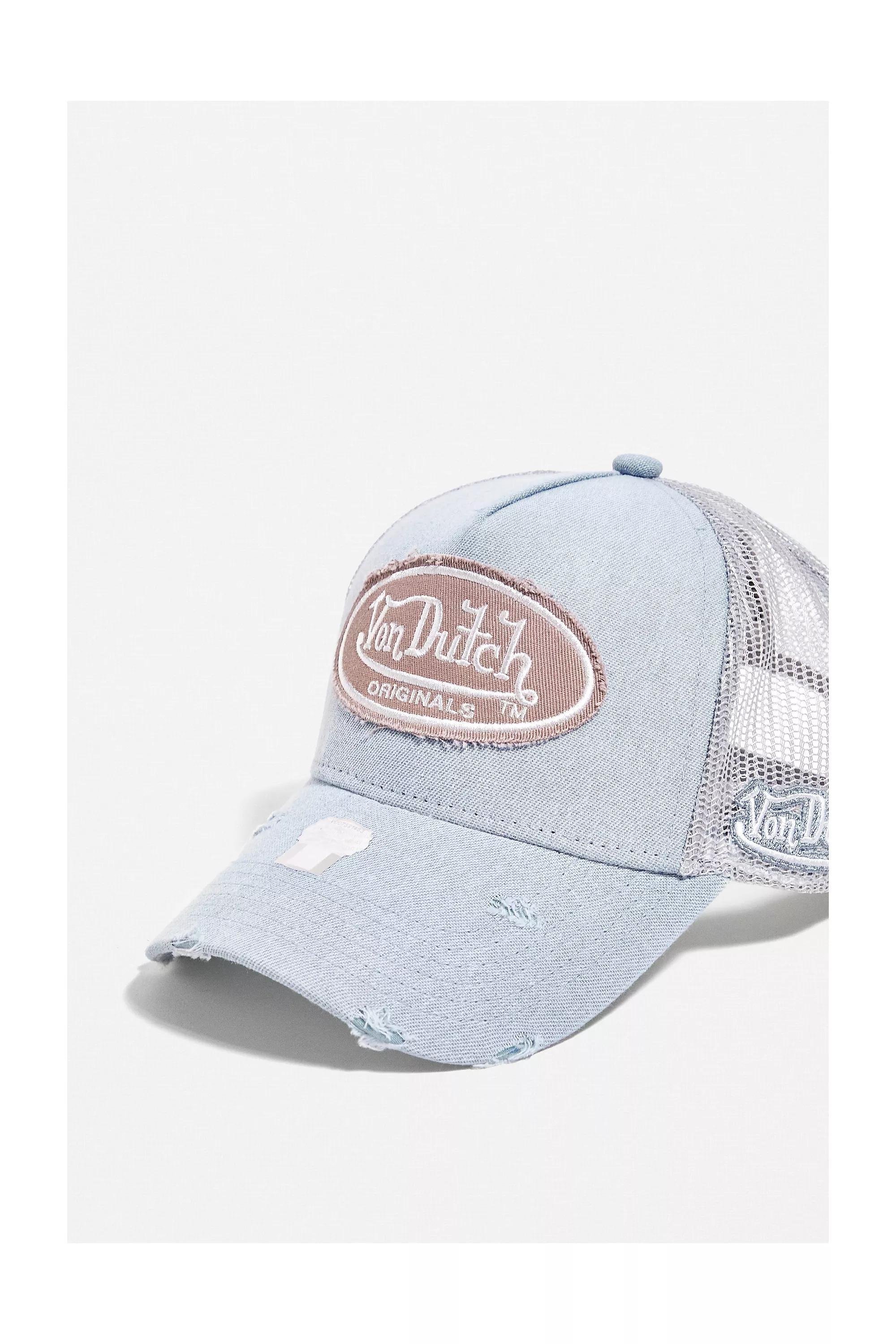 Blue Von Dutch Distressed Denim Trucker Cap, , large image number 2