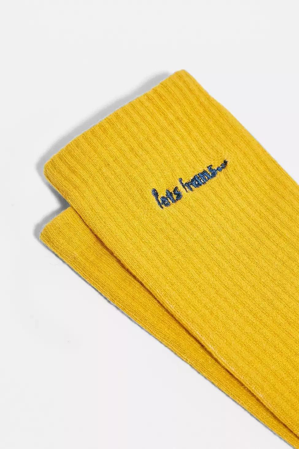 Gold Iets Frans Yellow Low Crew Socks, , large image number 1
