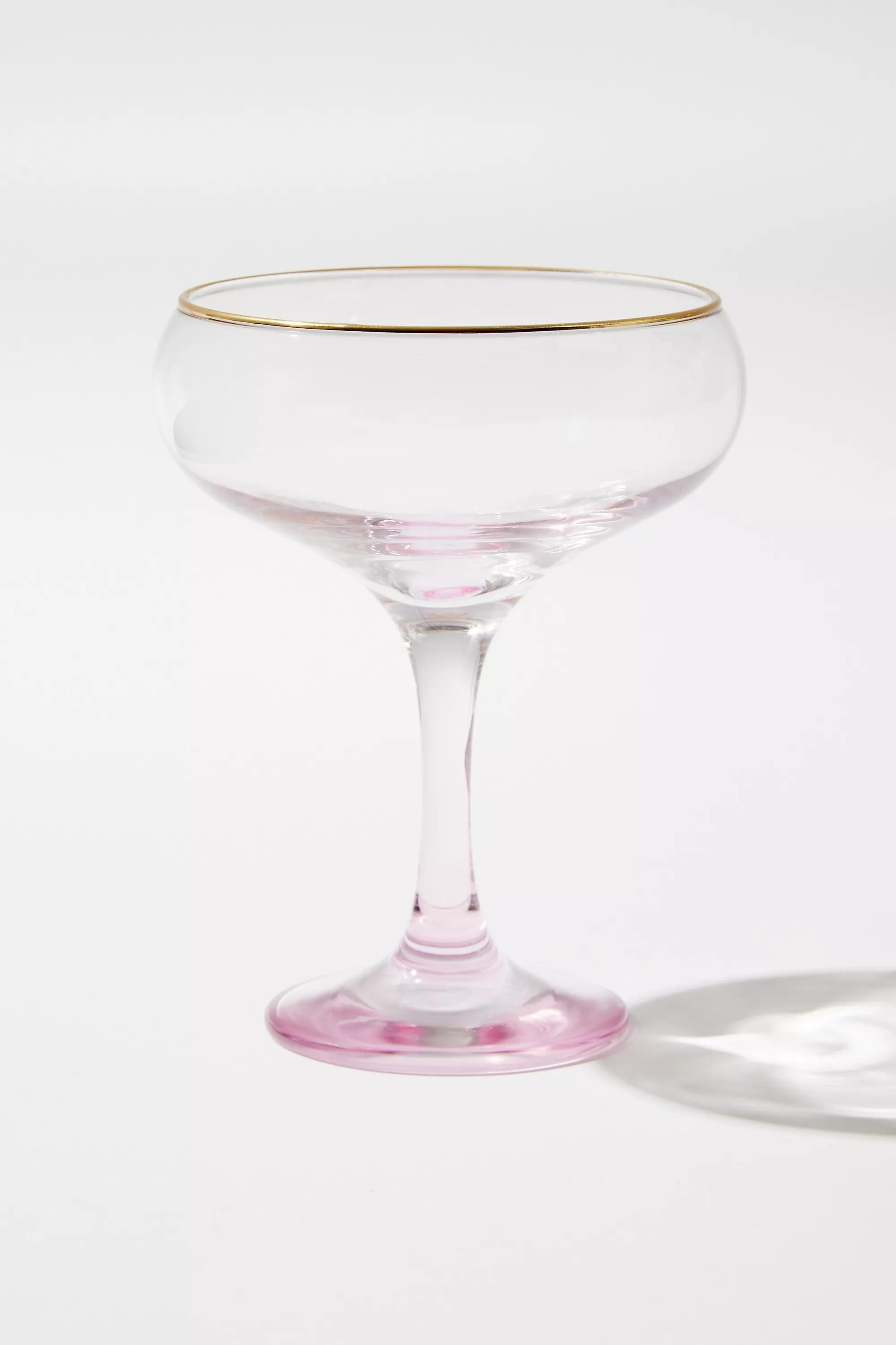 Pink Champagne Coupe Glass, PINK, large image number 0
