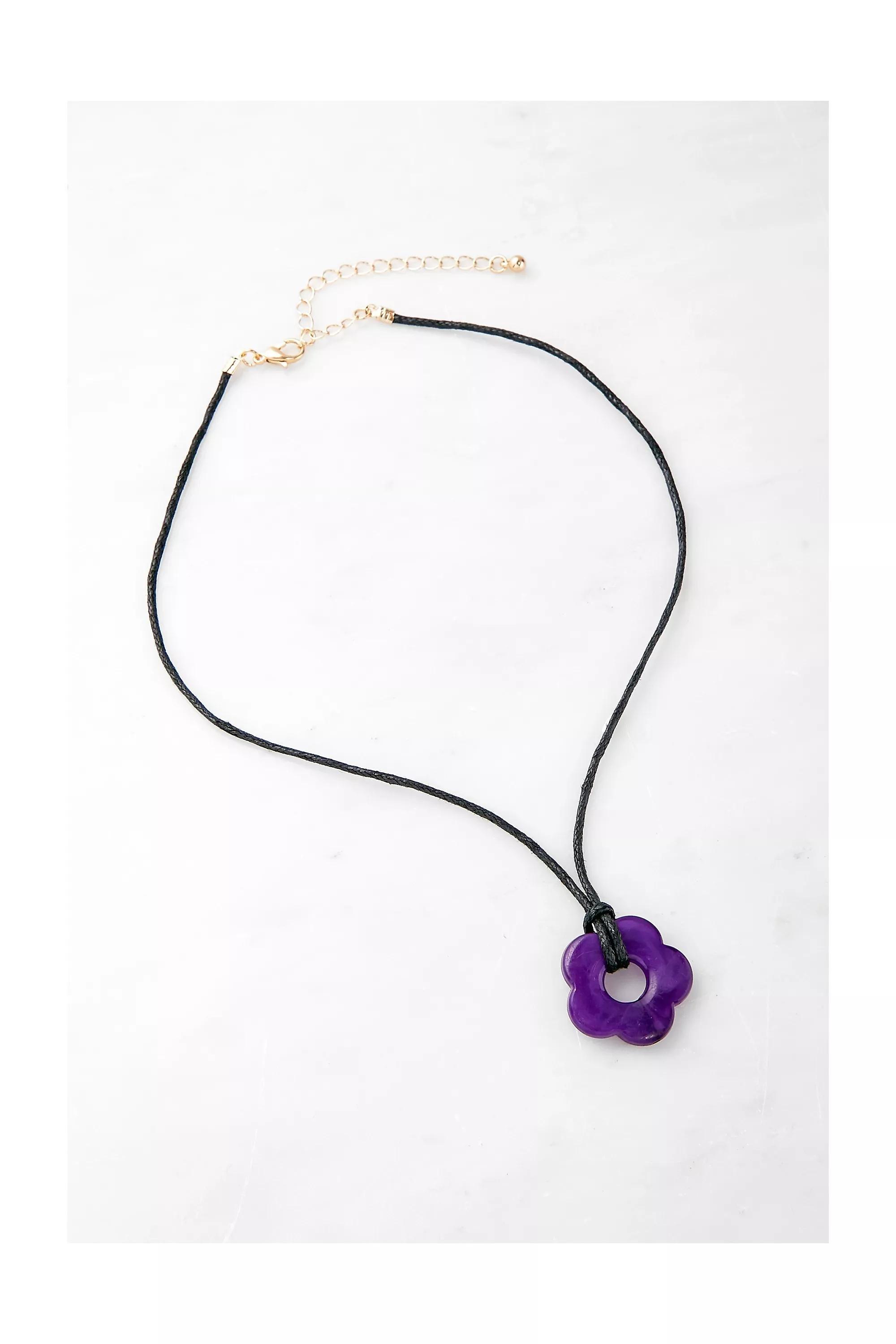 Purple Resin Floral Rope Choker, , large image number 0