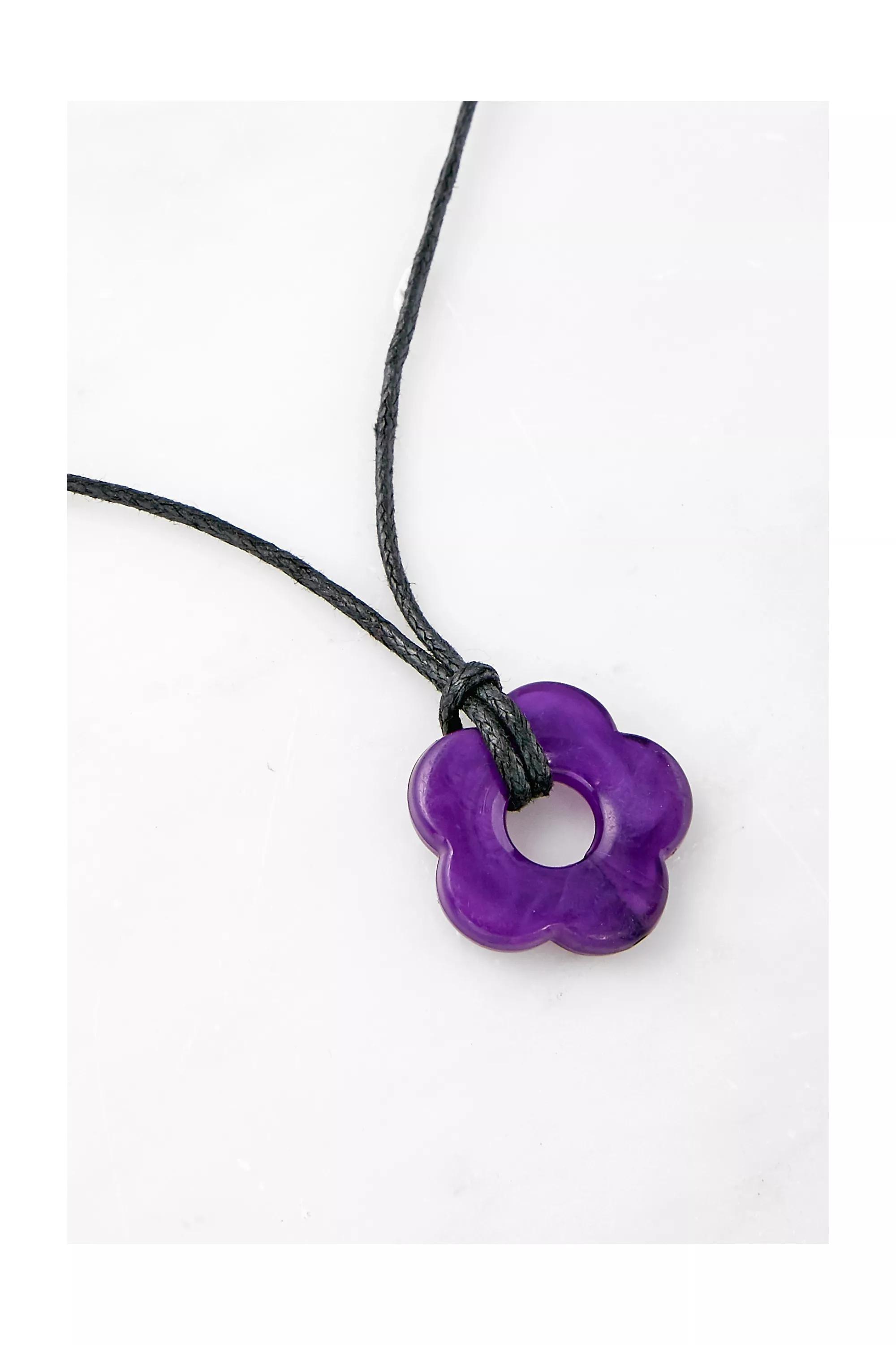 Purple Resin Floral Rope Choker, , large image number 1