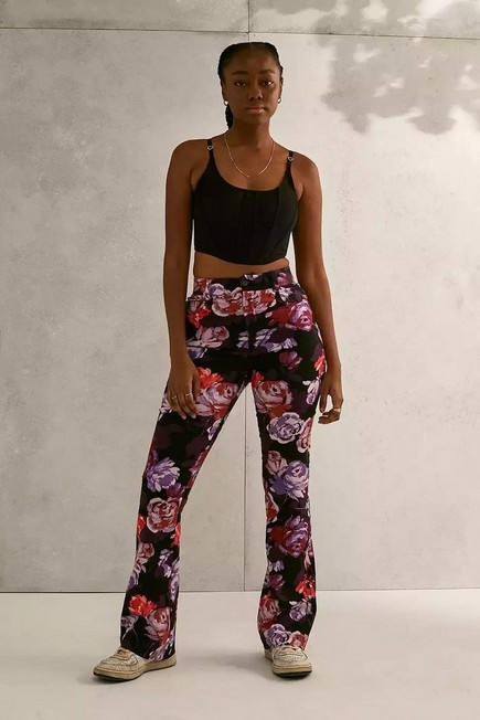 Urban Outfitters - Purple UO Archive Bengaline Floral Flare Trousers