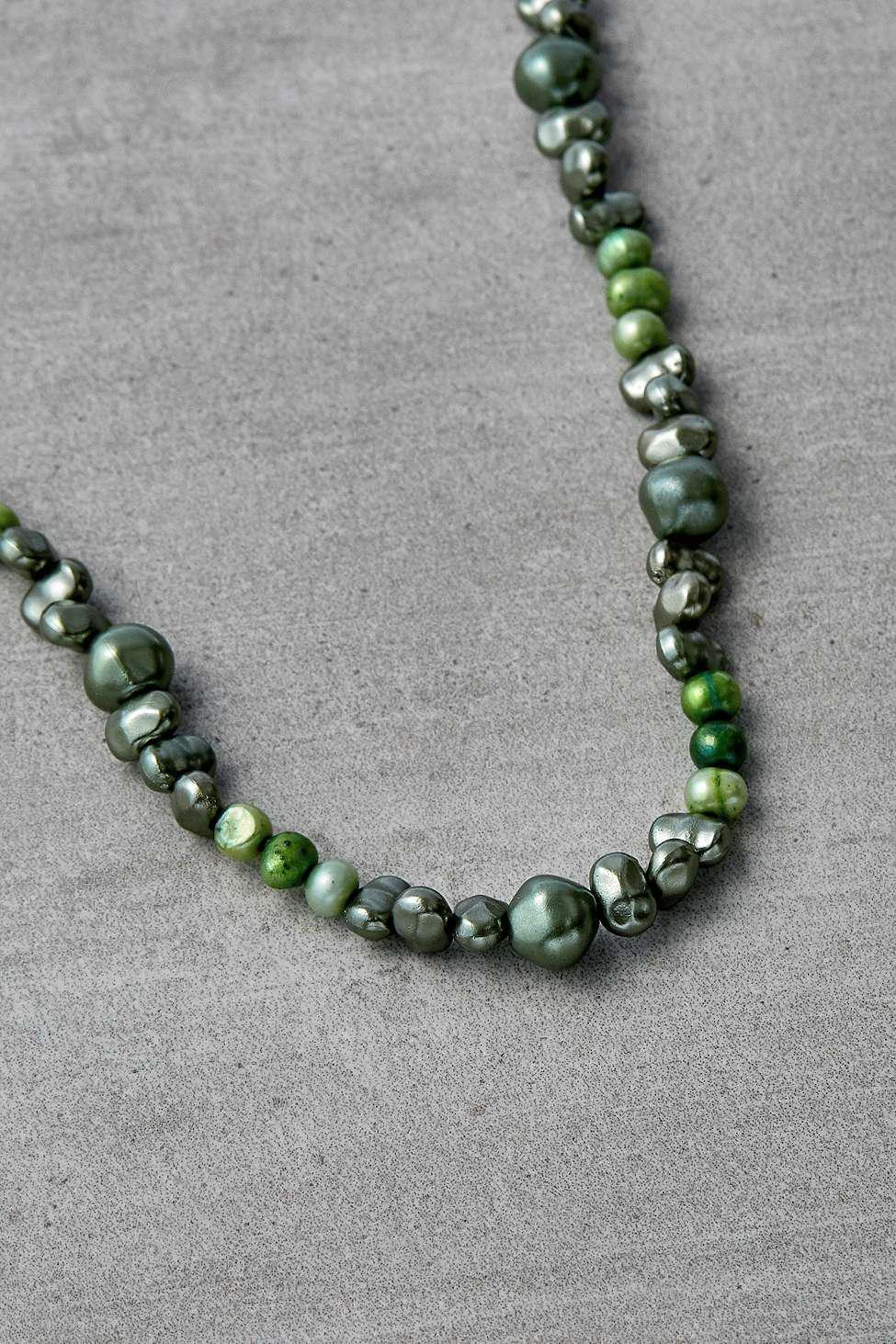 GRN Green Faux Pearl Choker Necklace, , large image number 0