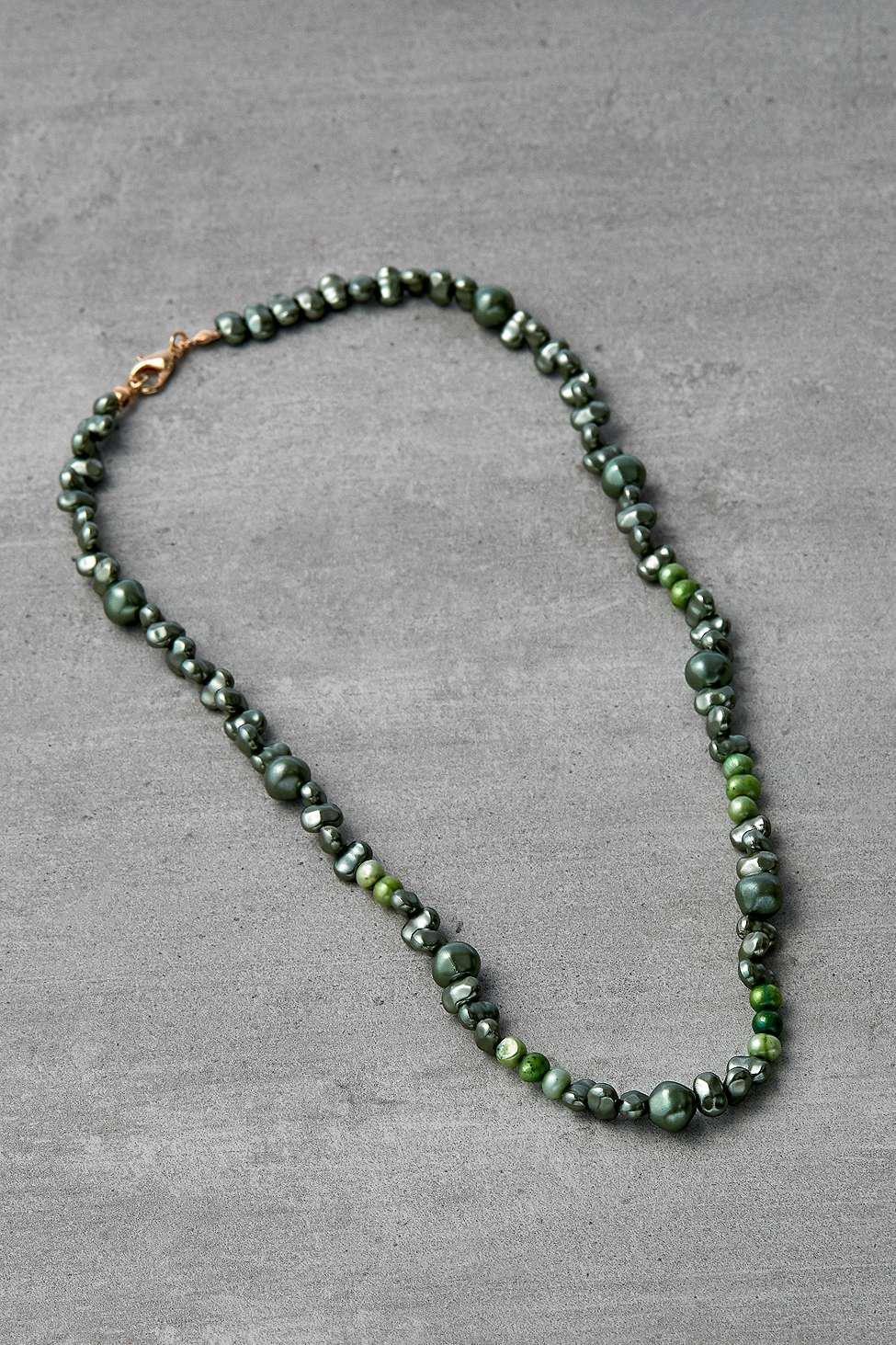 GRN Green Faux Pearl Choker Necklace, , large image number 1