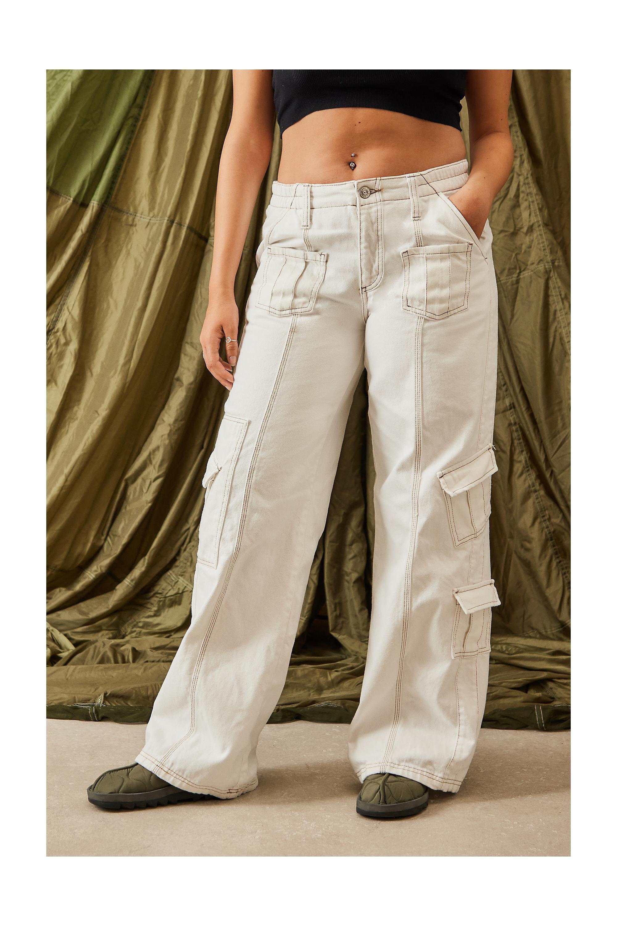 White Bdg Y2K Cargo Jeans, , large image number 0