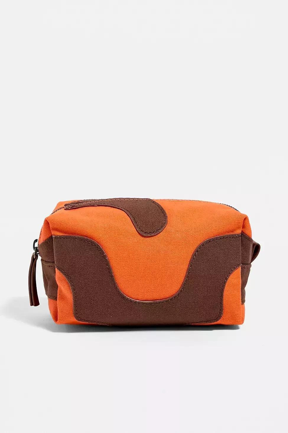 Orange UO Wavey Canvas Makeup Bag, , large image number 0
