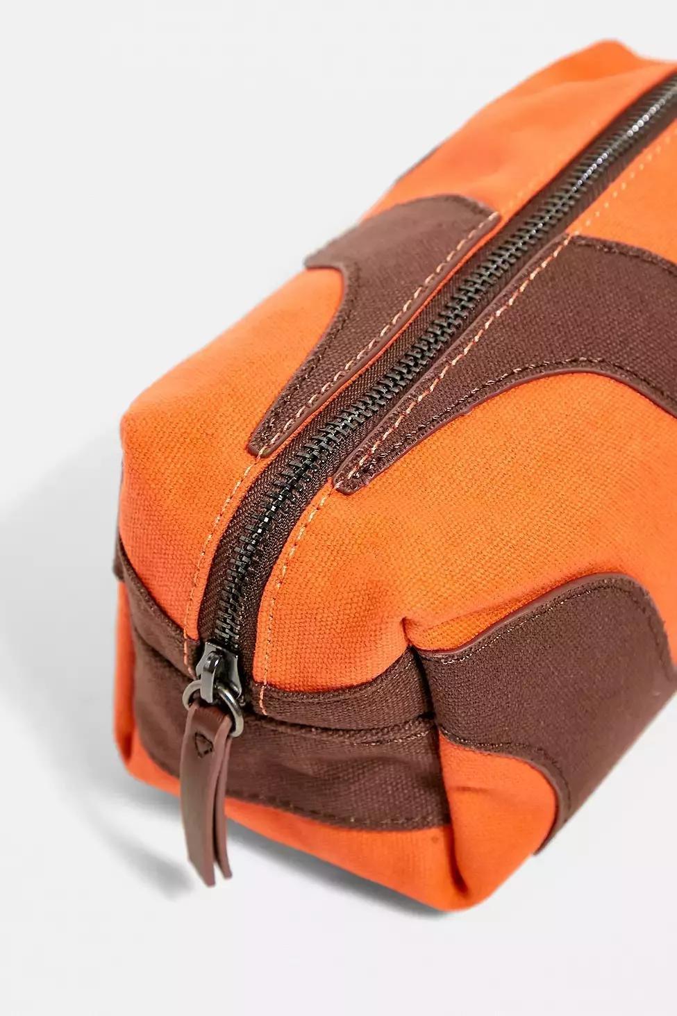 Orange UO Wavey Canvas Makeup Bag, , large image number 1