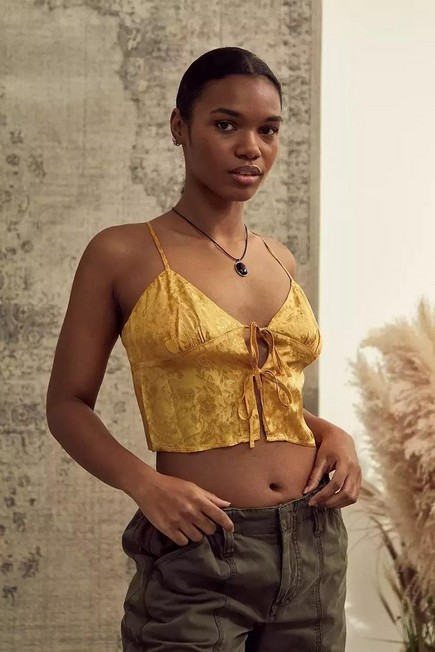 Urban Outfitters - Gold UO Fleur Jacquard Cami Top