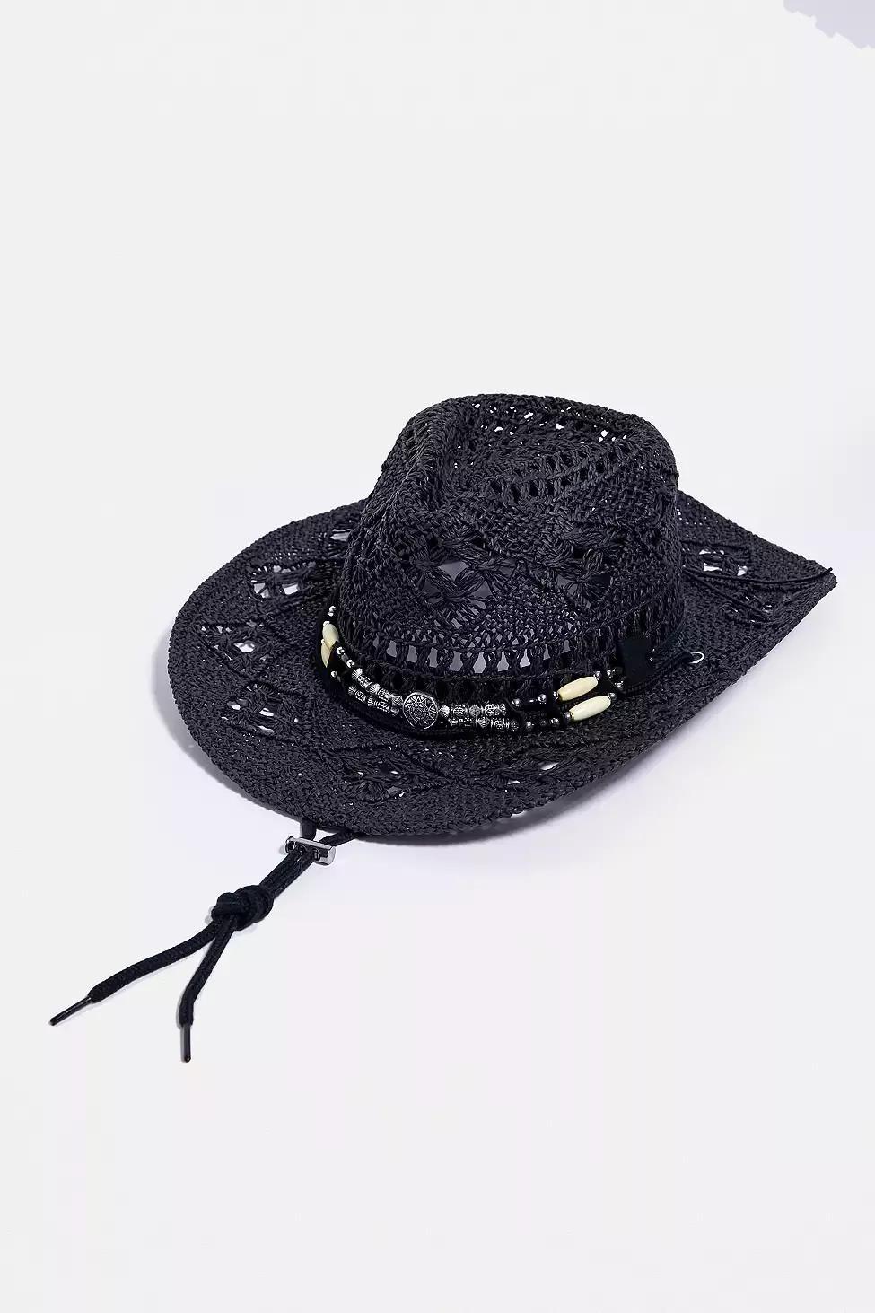 Black UO Beaded Western Hat, , large image number 1