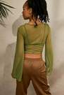 Urban Outfitters - Khaki UO Sofia Mesh Tie Front Top