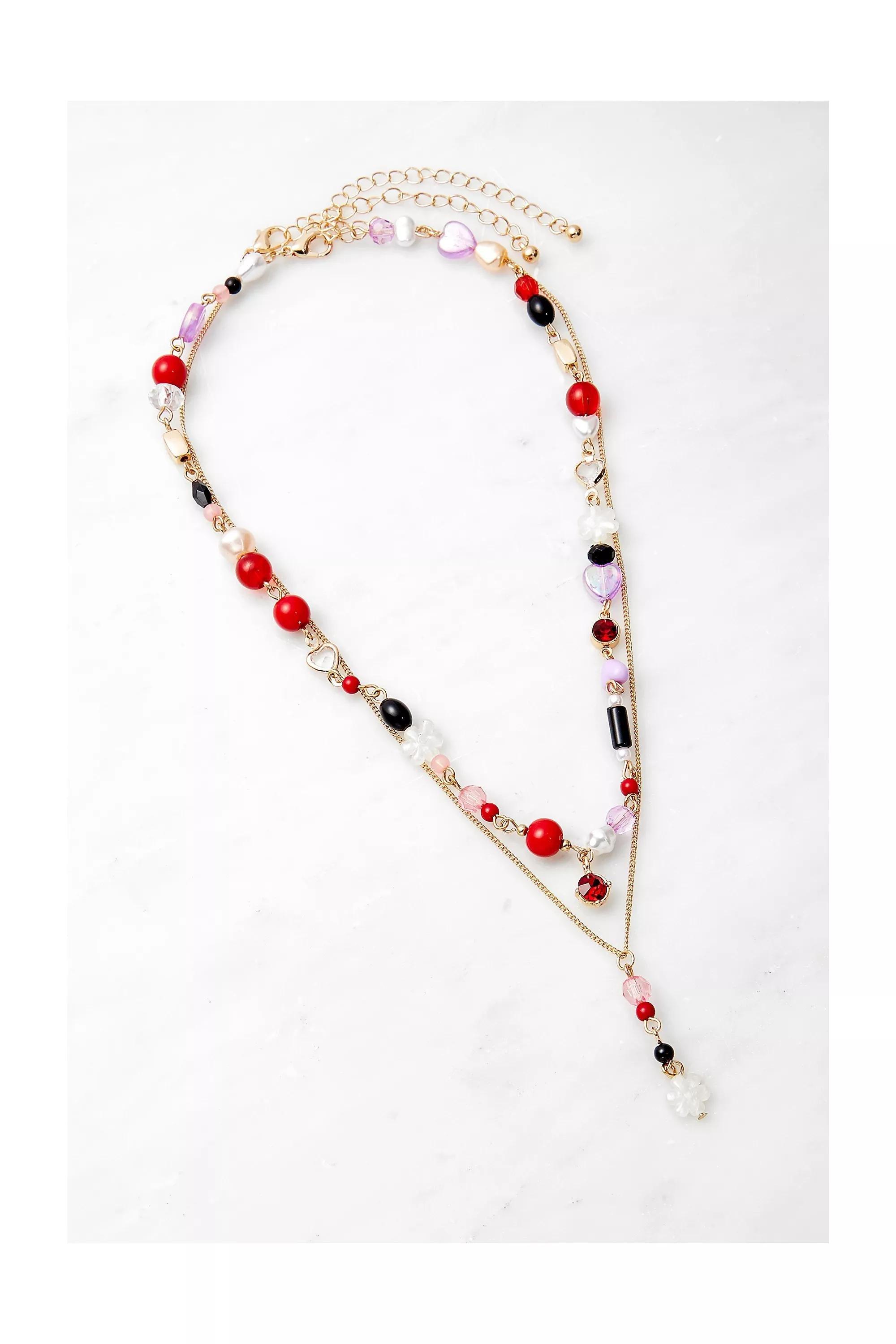 Multicolour Silence + Noise Multi-Layered Necklace, RED, large image number 0