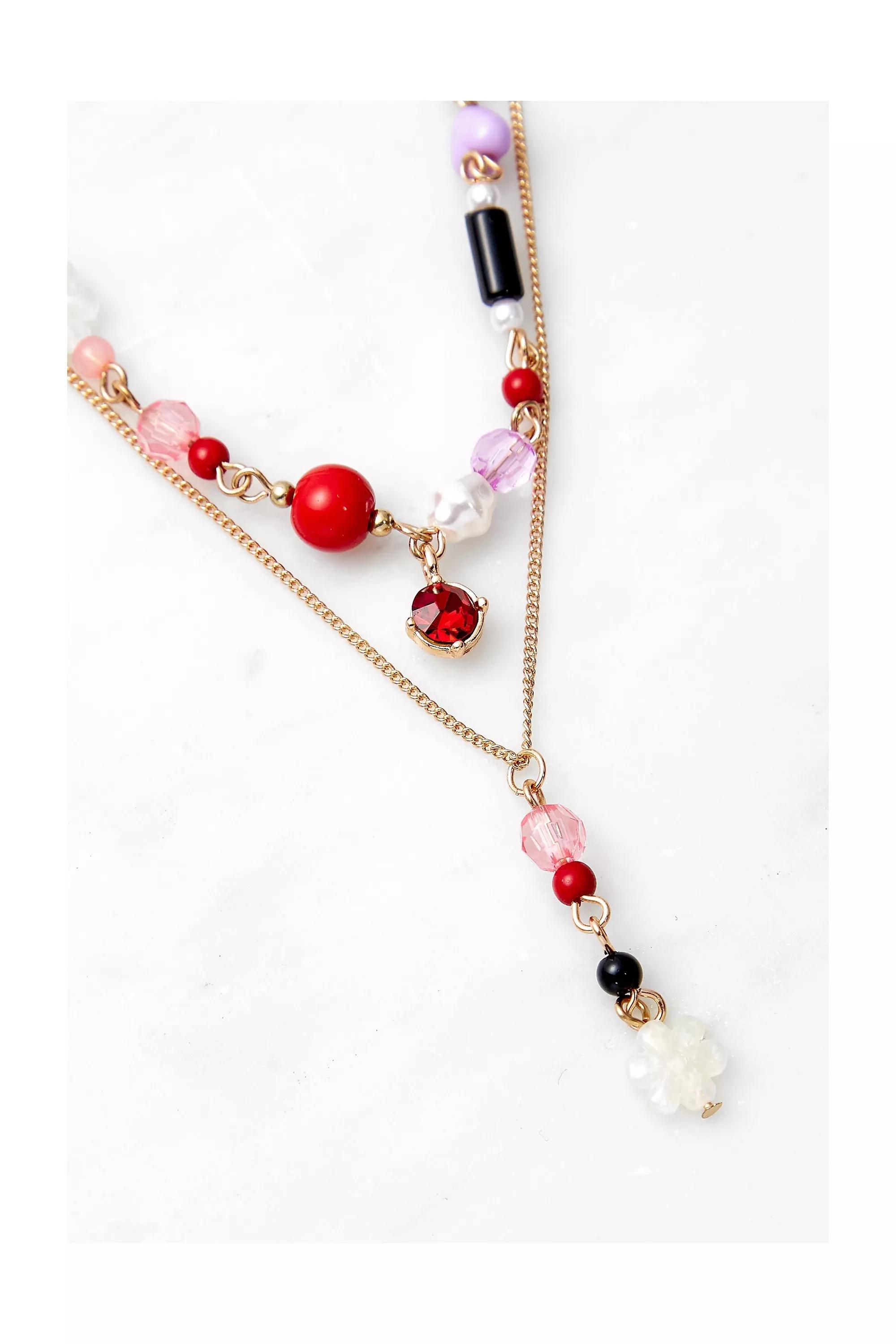 Multicolour Silence + Noise Multi-Layered Necklace, RED, large image number 1
