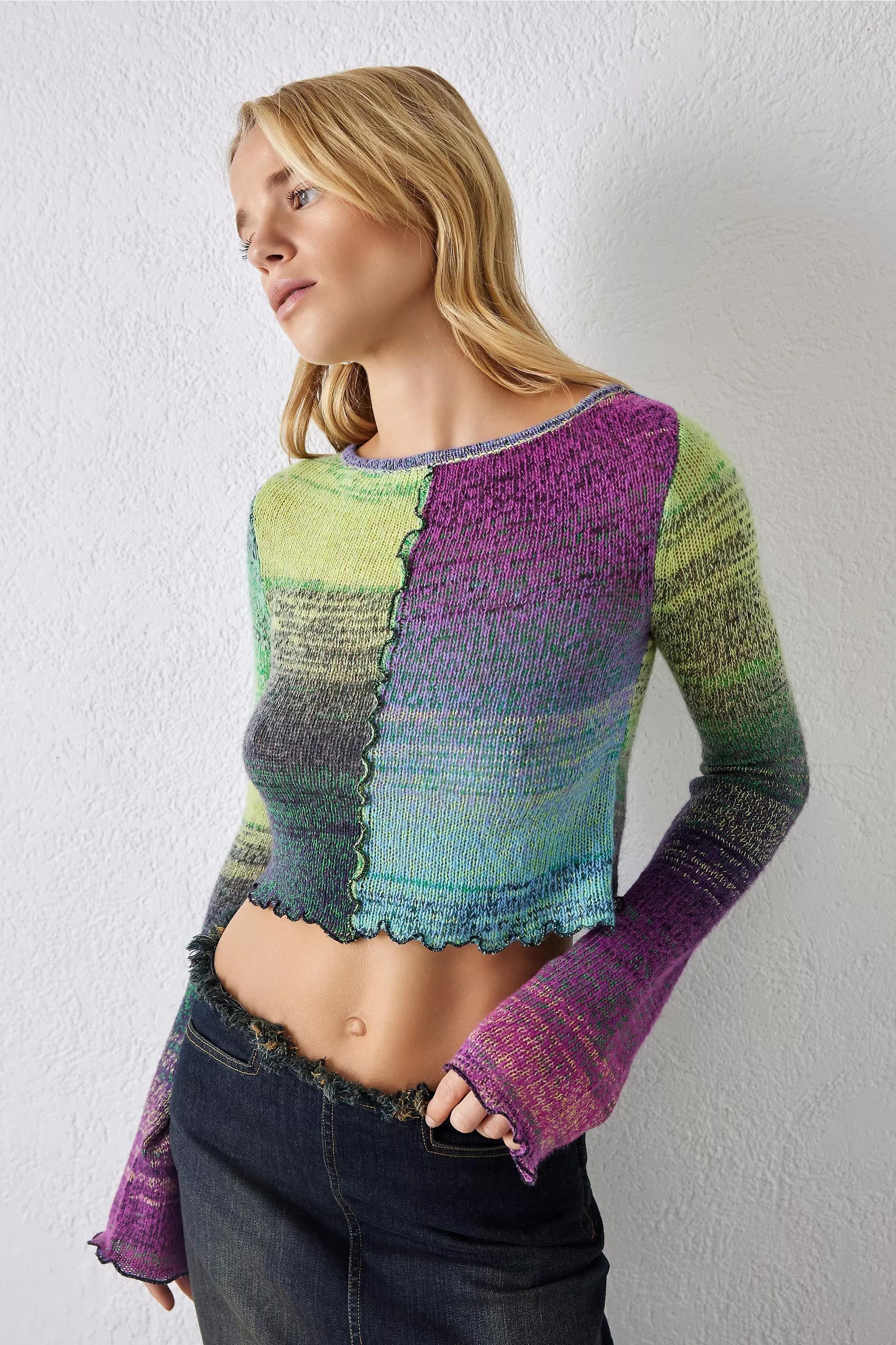 Urban Outfitters Multicolor Space-Dye Seamed Top