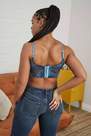 Urban Outfitters - Blue Out From Under Margot Denim Printed Mesh Corset