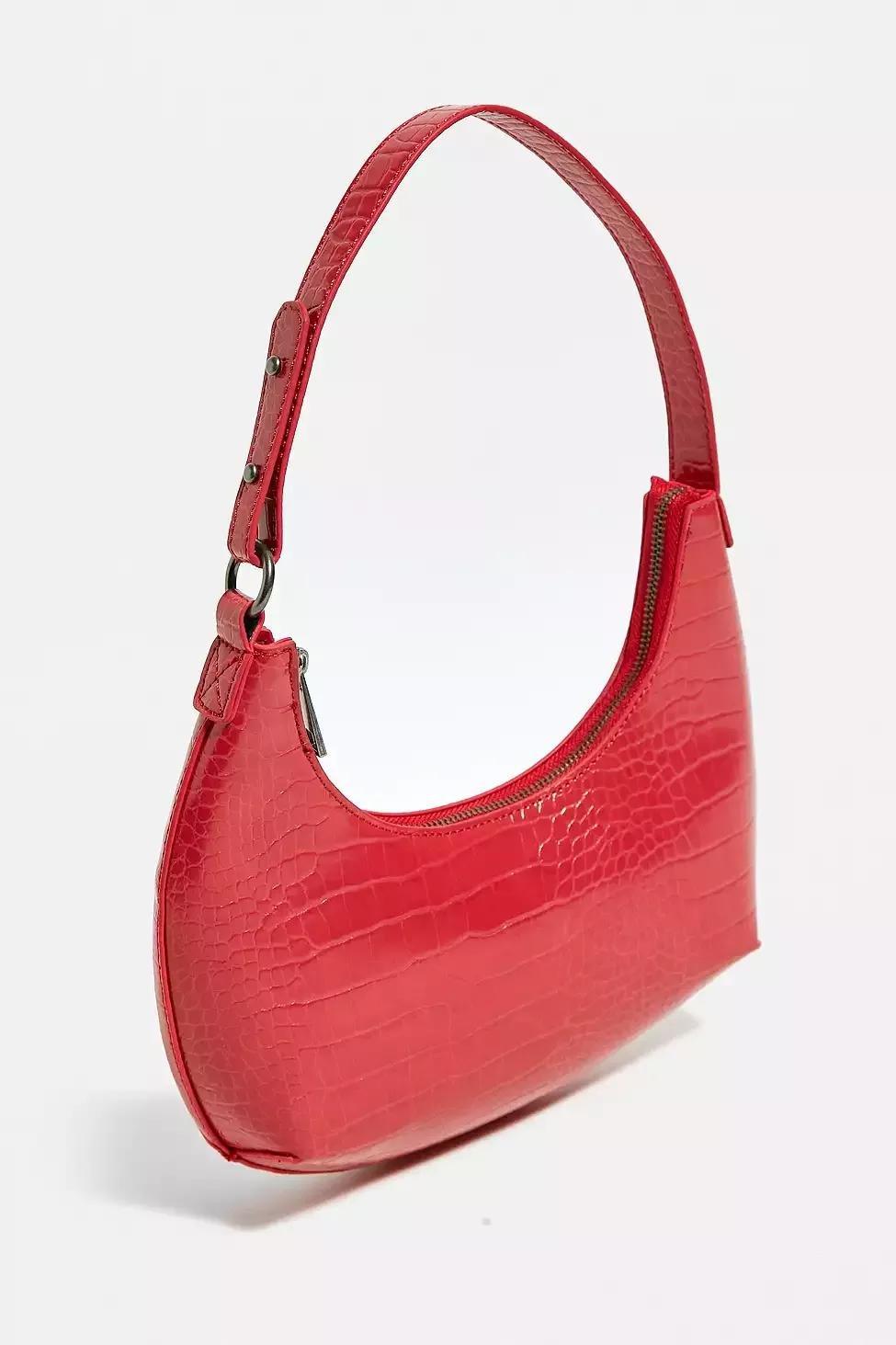 Red UO Faux Croc Shoulder Bag, , large image number 1