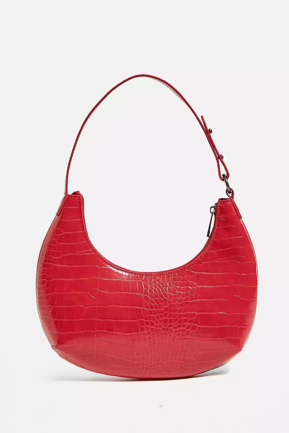 Red UO Faux Croc Shoulder Bag, , large image number 2