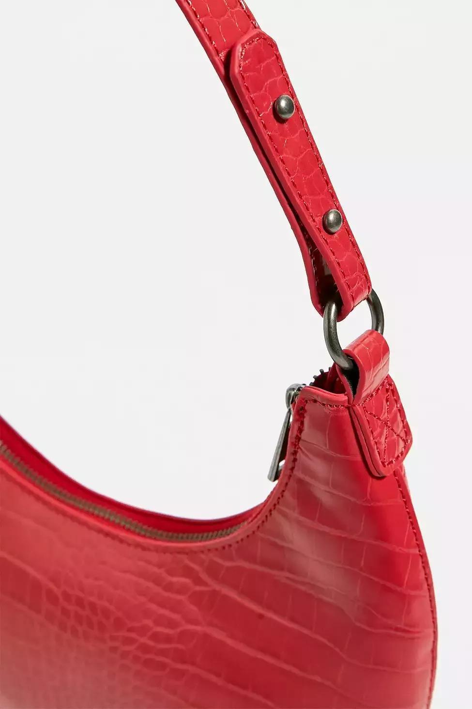 Red UO Faux Croc Shoulder Bag, , large image number 3