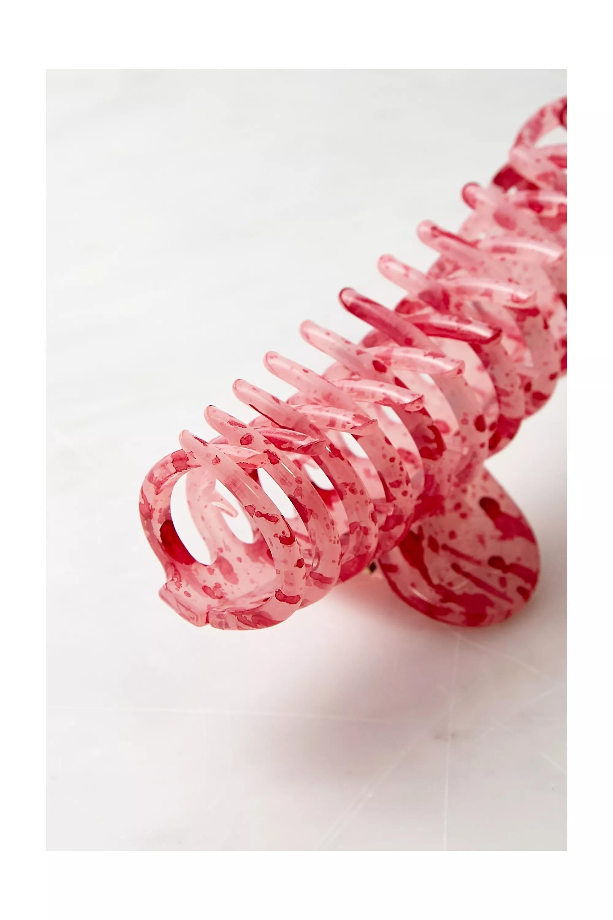 Pink Marble Barrel Claw Clip, , large image number 2