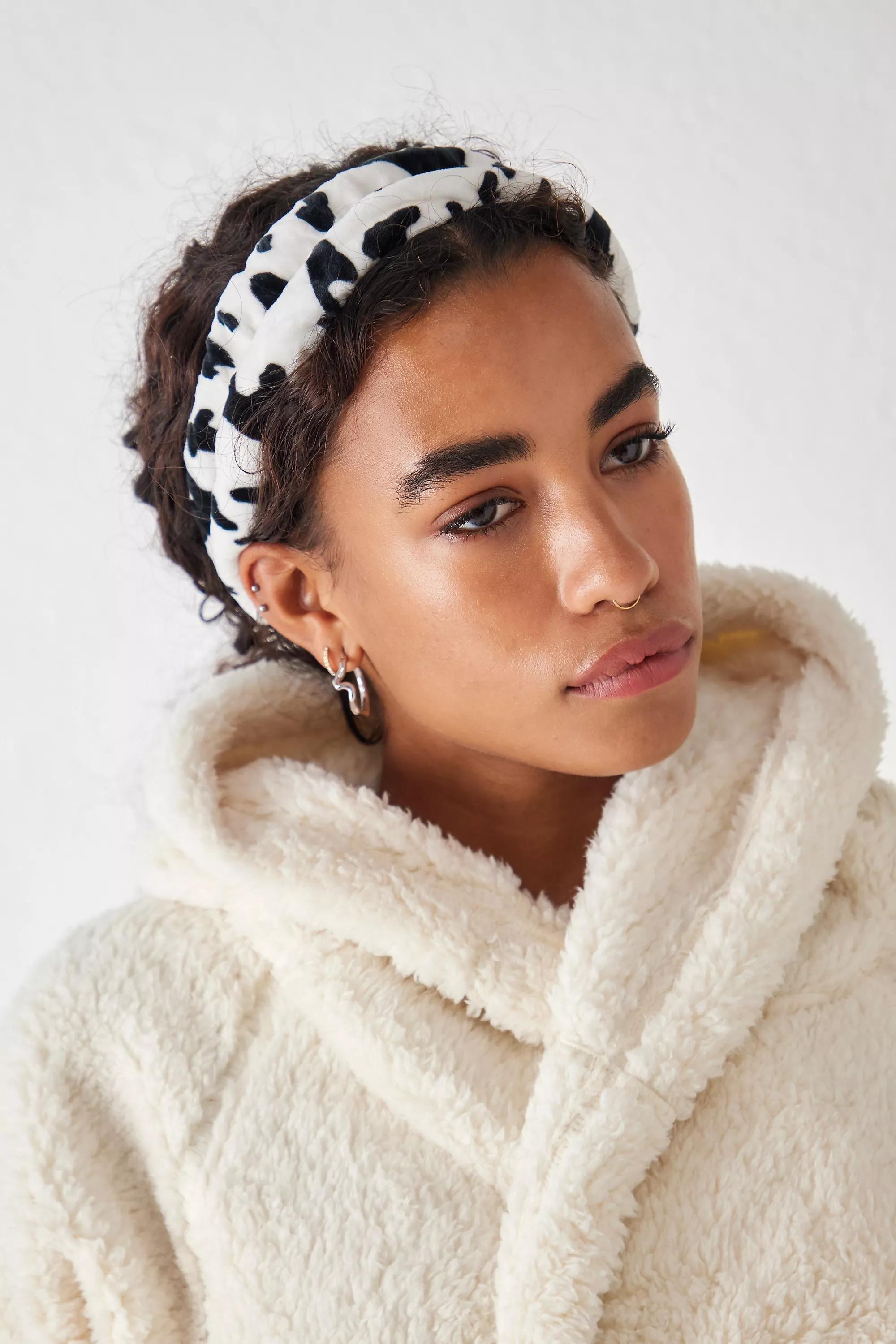 White Cow Print Spa Day Headband, , large image number 0