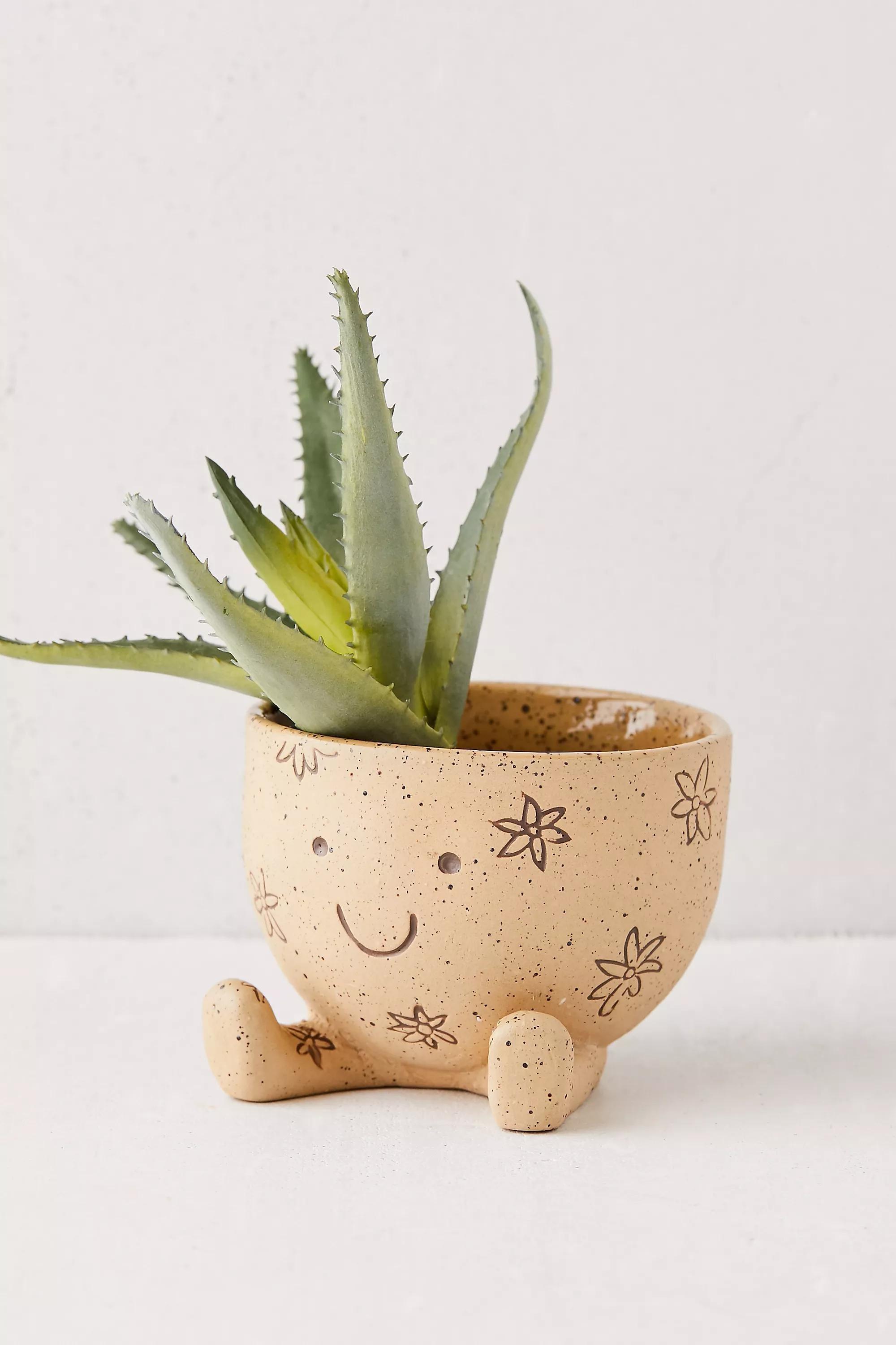 Brown Ceramic Sitting Floral Planter, , large image number 0