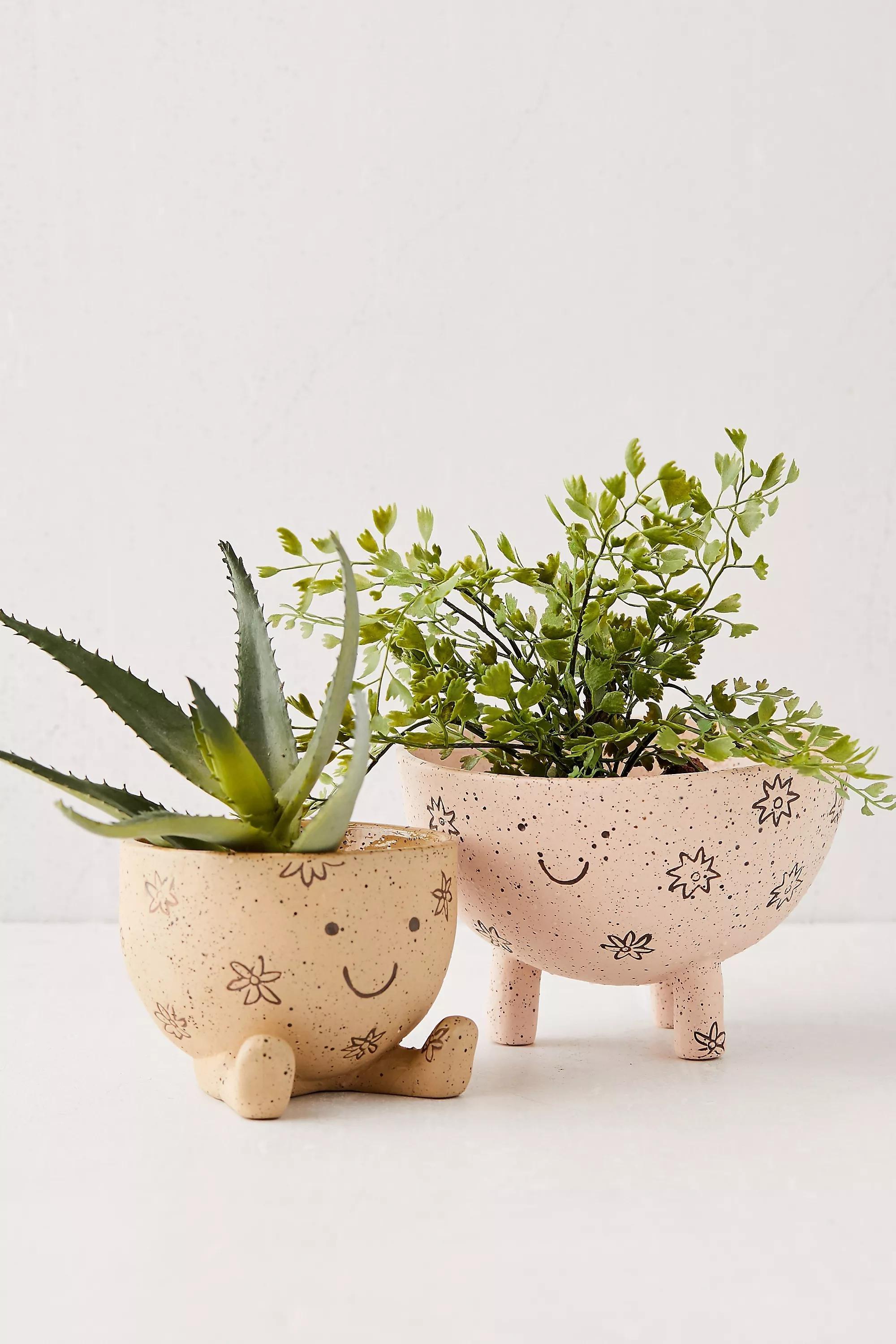 Brown Ceramic Sitting Floral Planter, , large image number 1