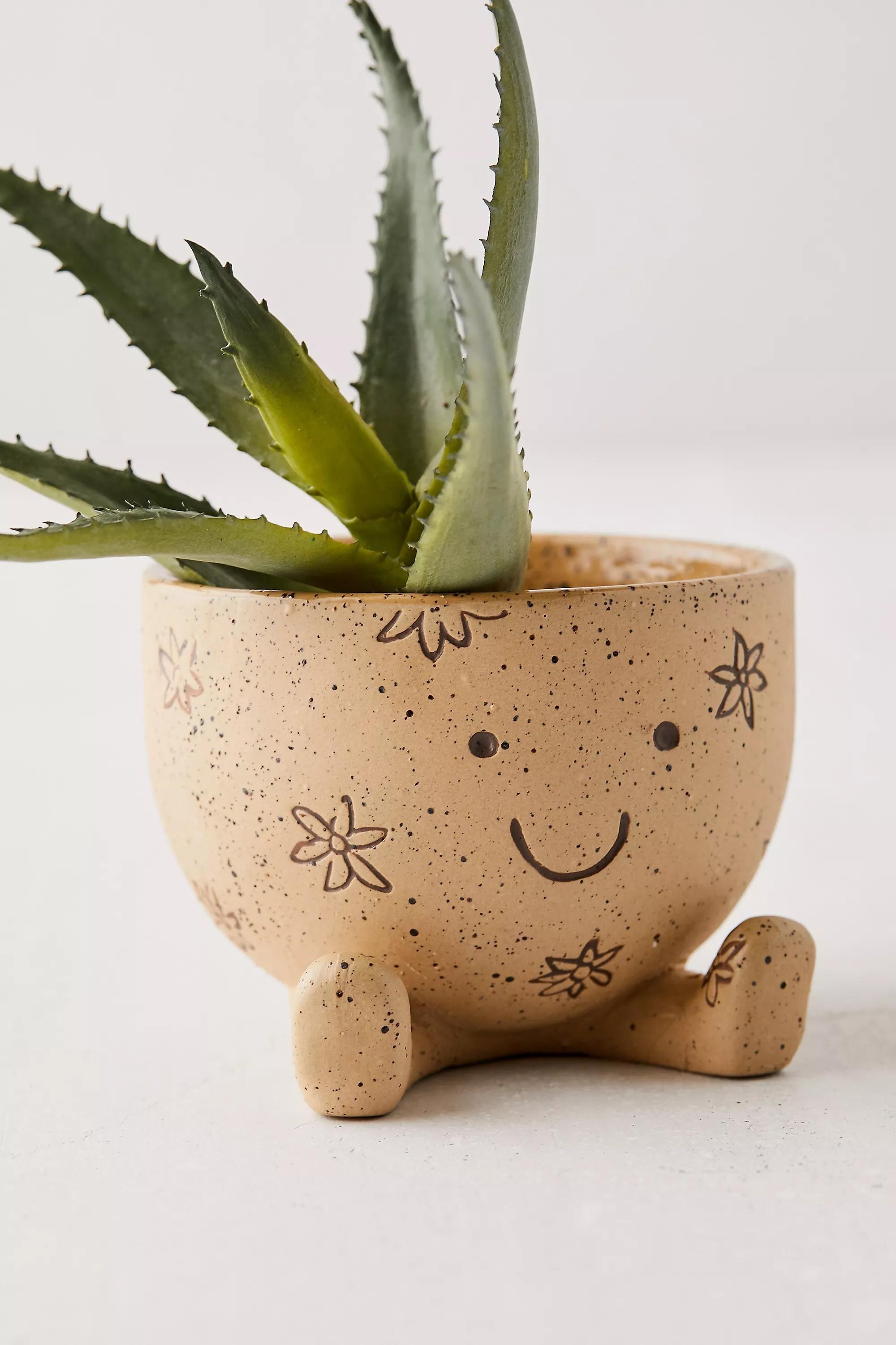 Brown Ceramic Sitting Floral Planter, , large image number 3
