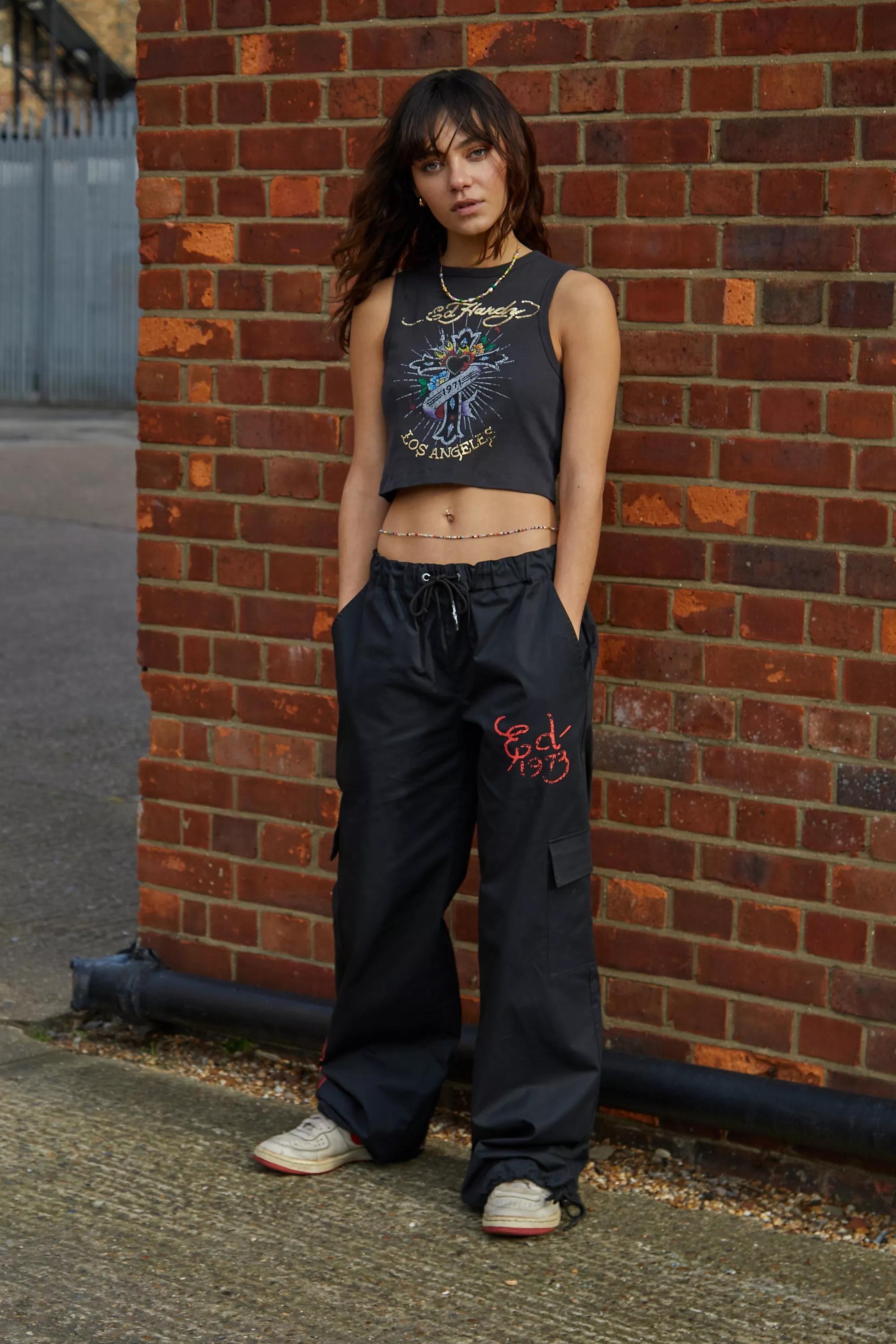 Black Ed Hardy Dragon Sphere Cargo Pants, , large image number 1