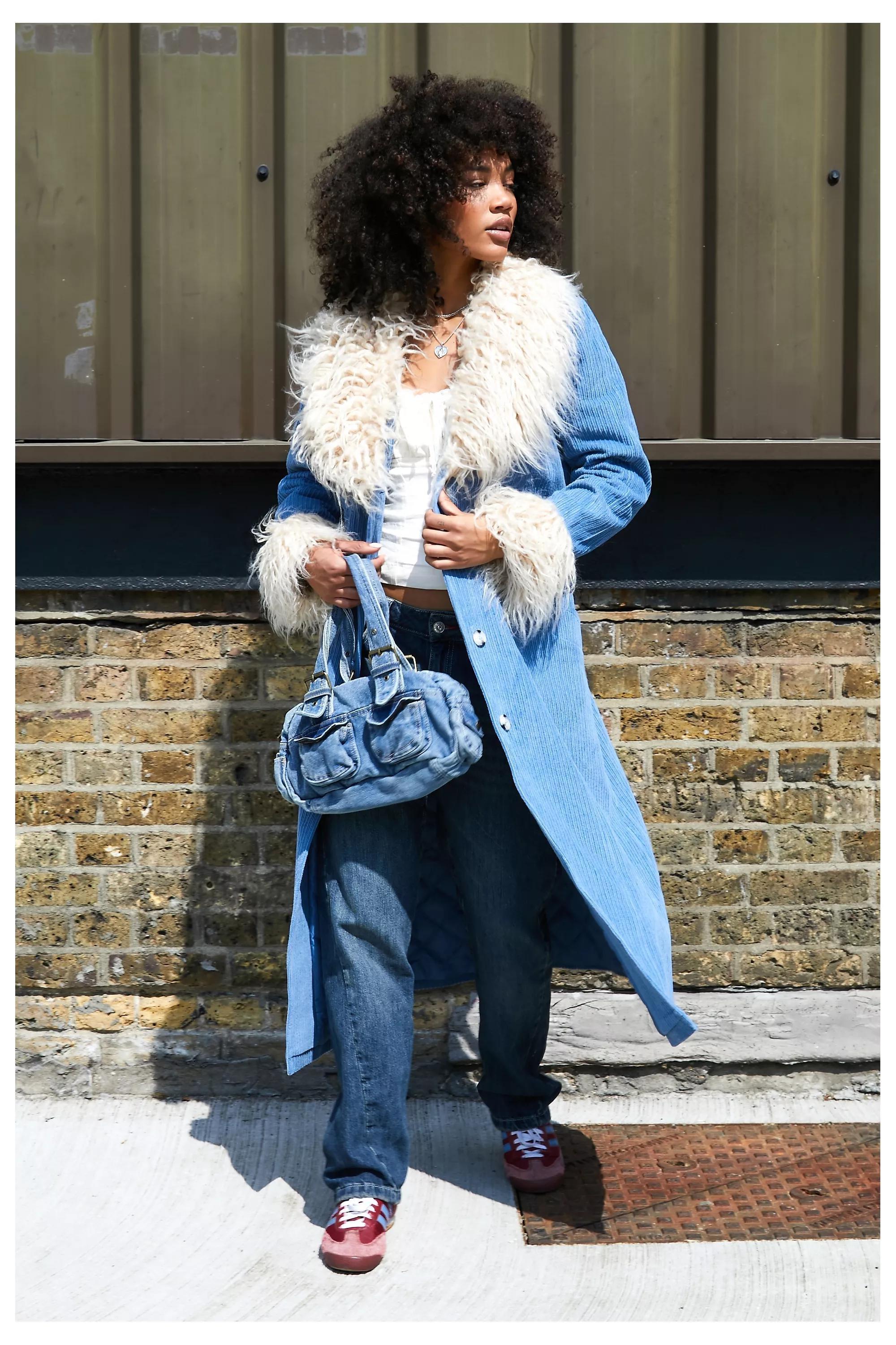 Urban outfitters blue coat hotsell