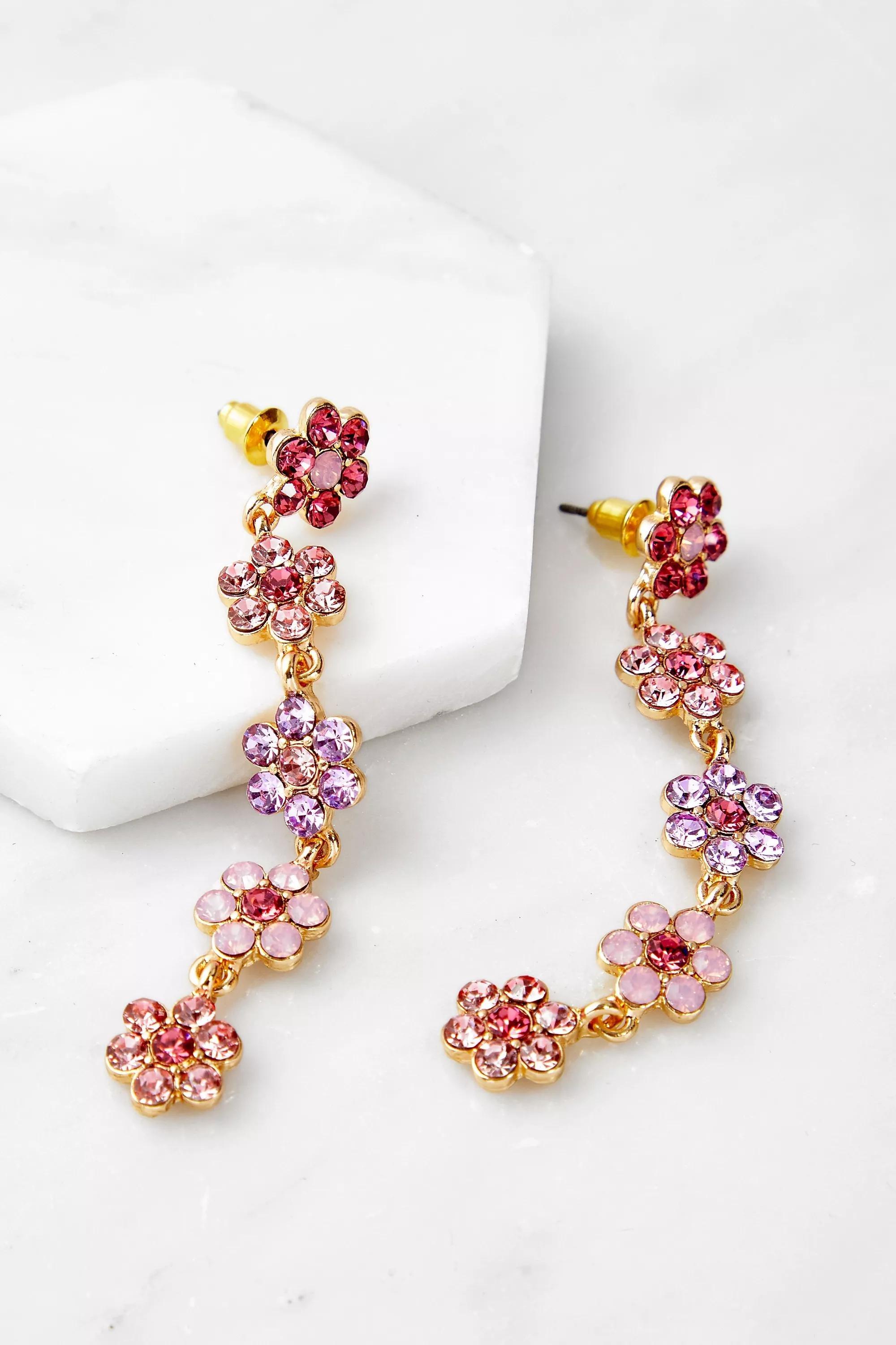 ASSORT Crystal Floral Drop Earrings, , large image number 2