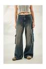 Urban Outfitters - Blue Rinsed Bdg 90S Bleached Low Rise Cargo Jeans