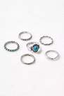Urban Outfitters - SLVR Turquoise Boho Rings Set 6-Pack