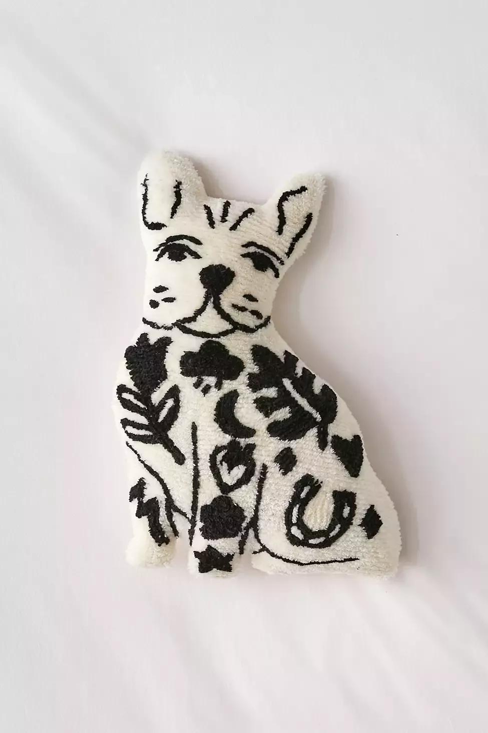 White Frenchie Tufted Throw Cushion, , large image number 1