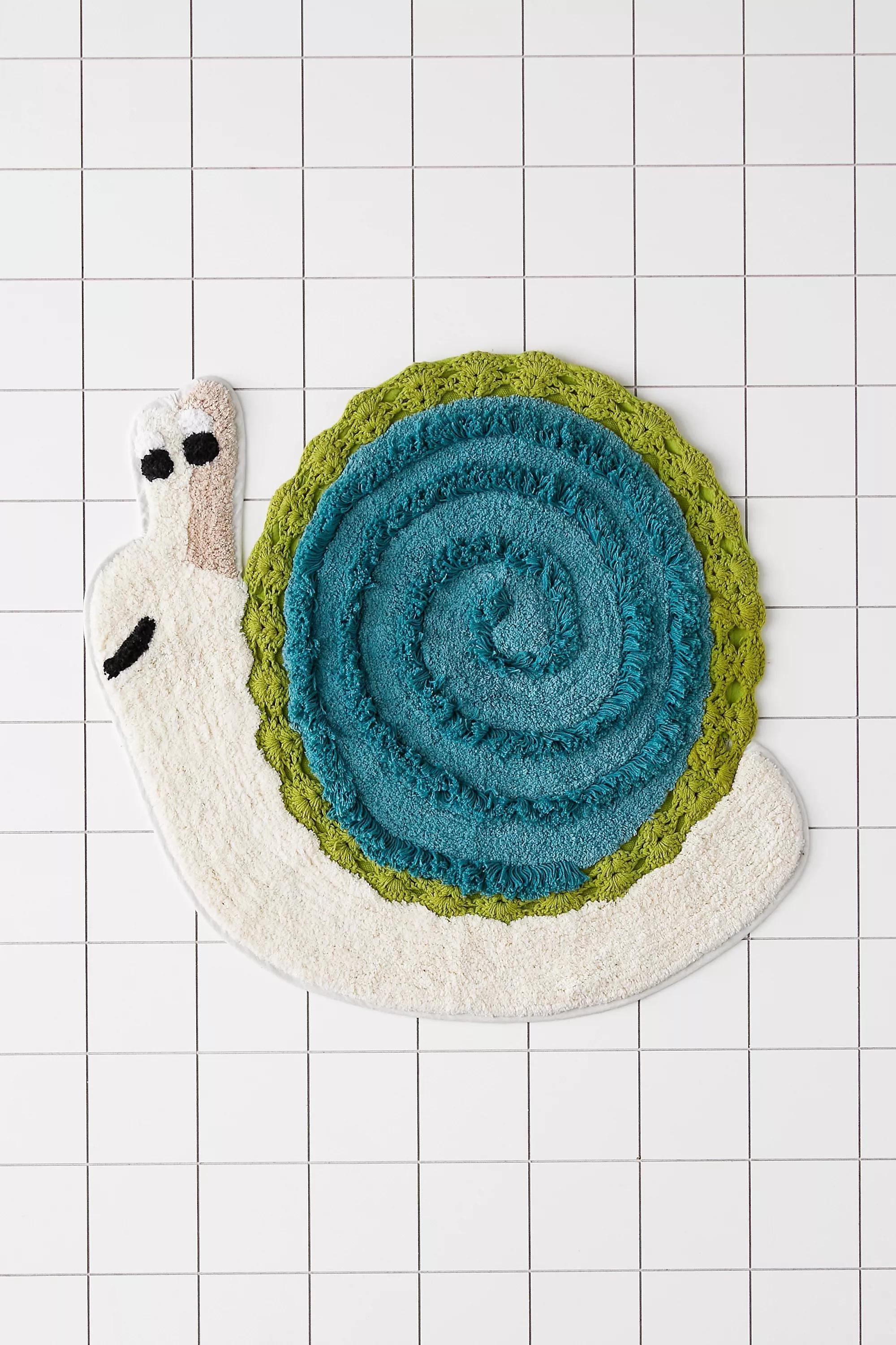 Blue Crochet Snail Bath Mat, , large image number 0