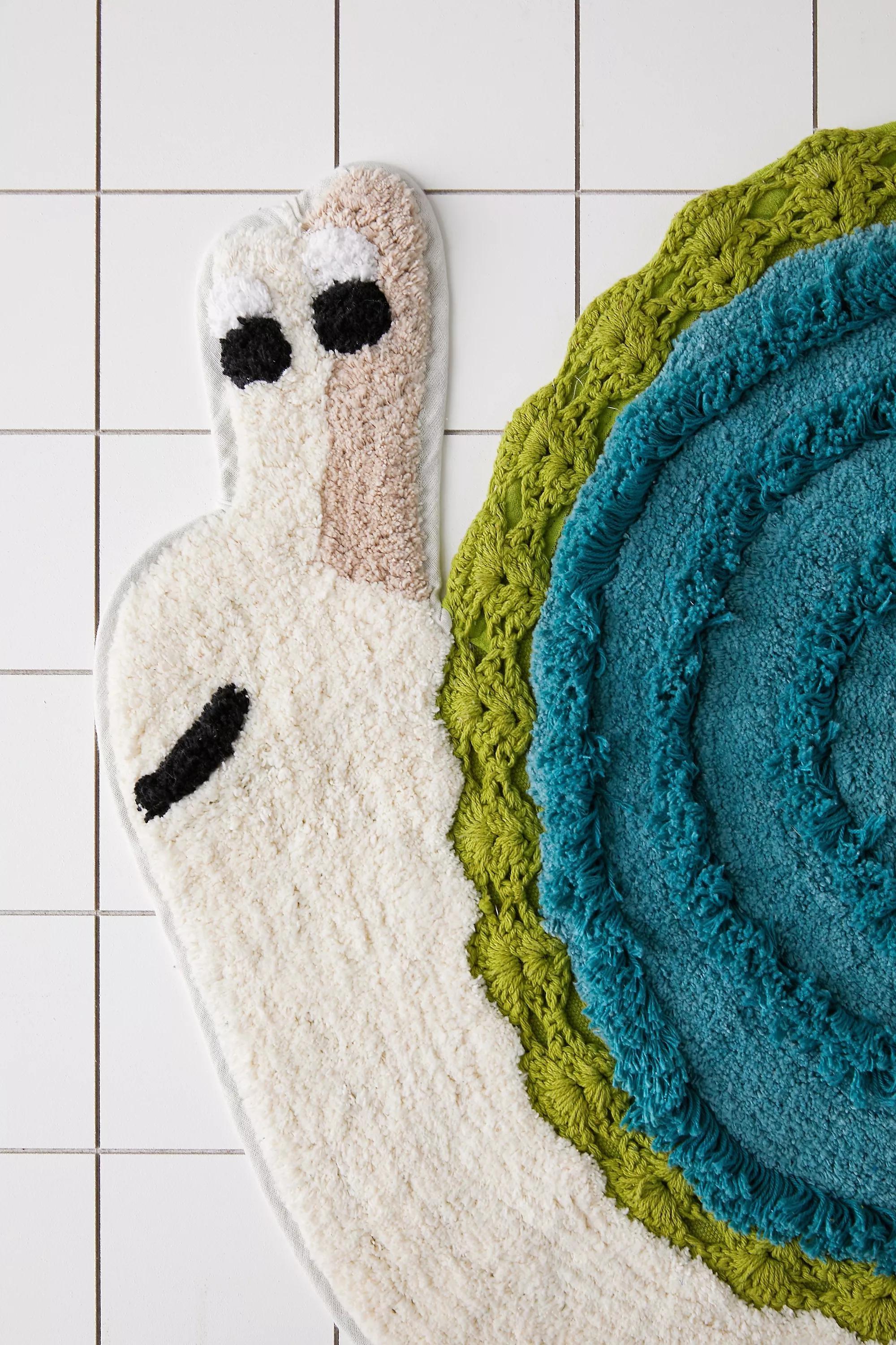 Blue Crochet Snail Bath Mat, , large image number 1
