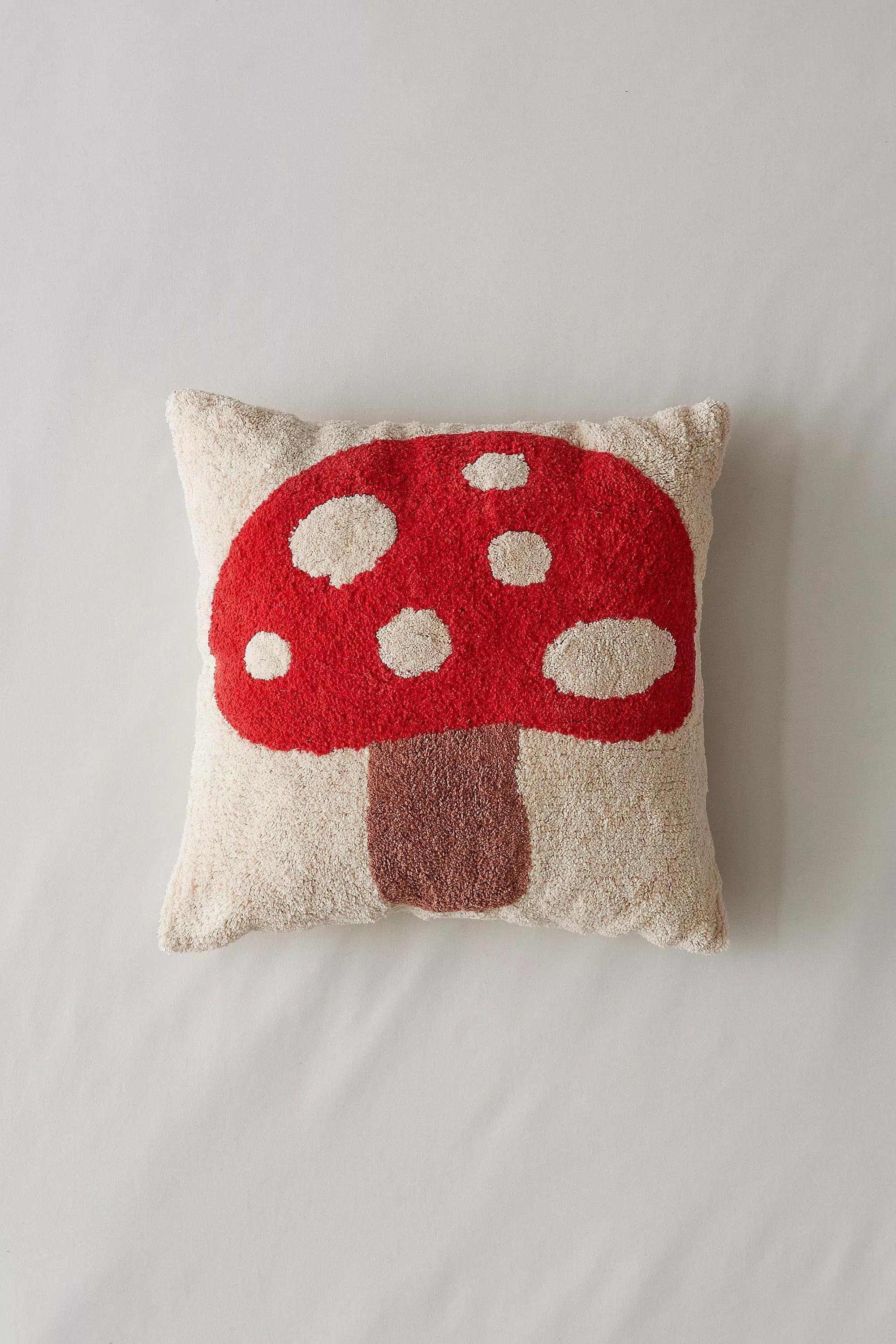 Red Mushroom Tufted Square Cushion, , large image number 1