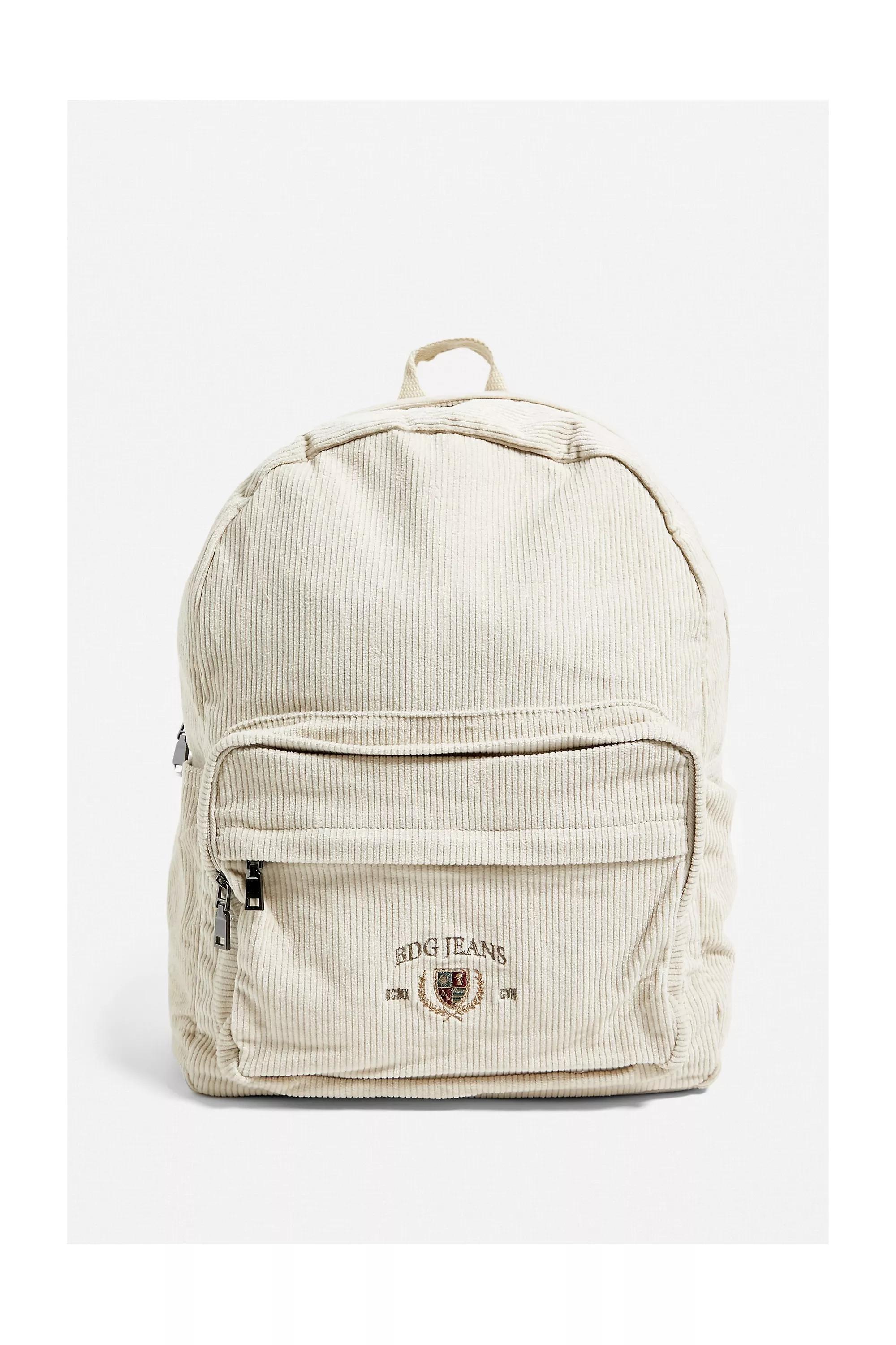 Urban Outfitters White Ivory Bdg Ecru Corduroy Backpack Azadea