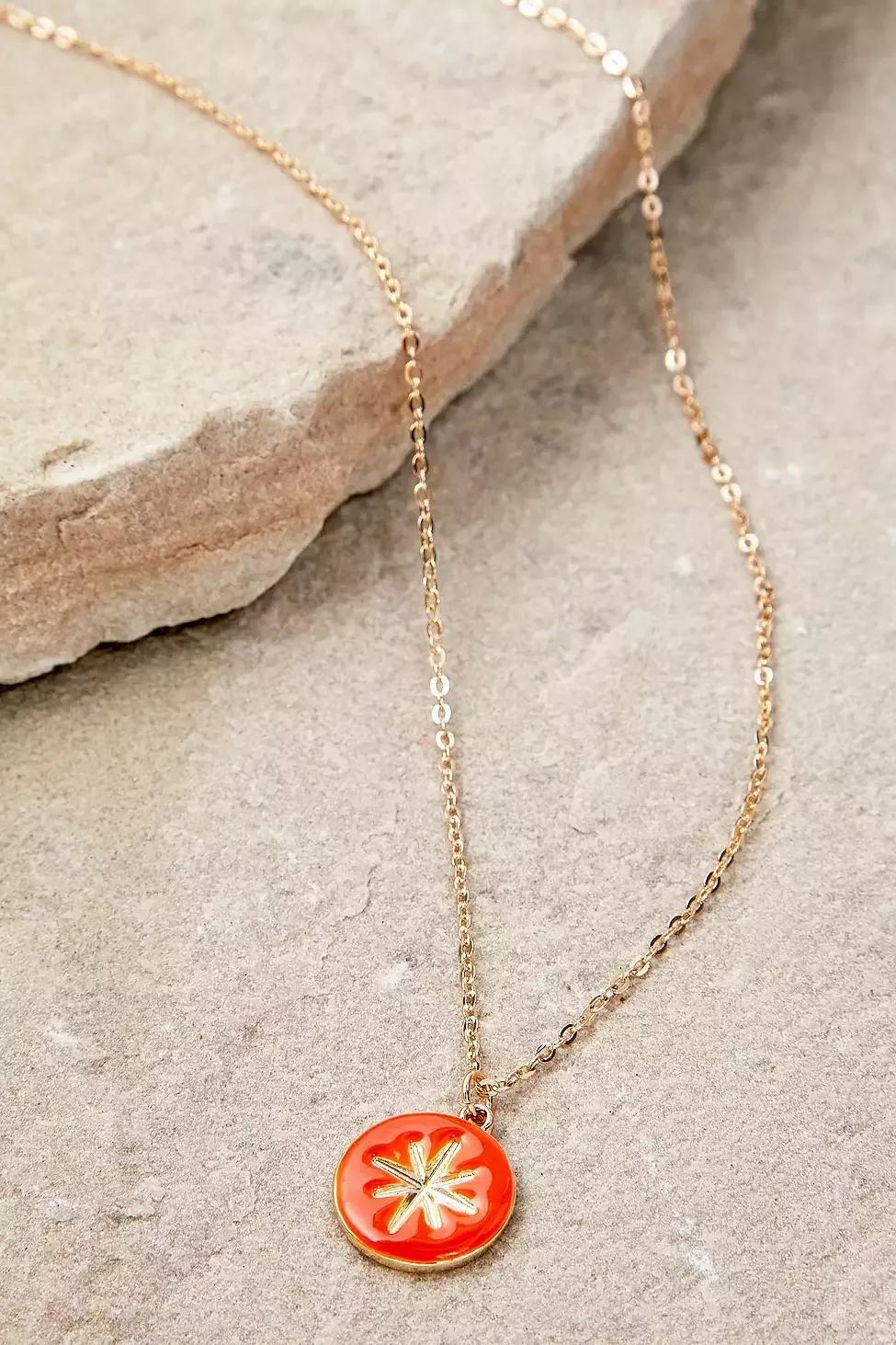 ORANGE Enamel Sun Pendant, , large image number 2