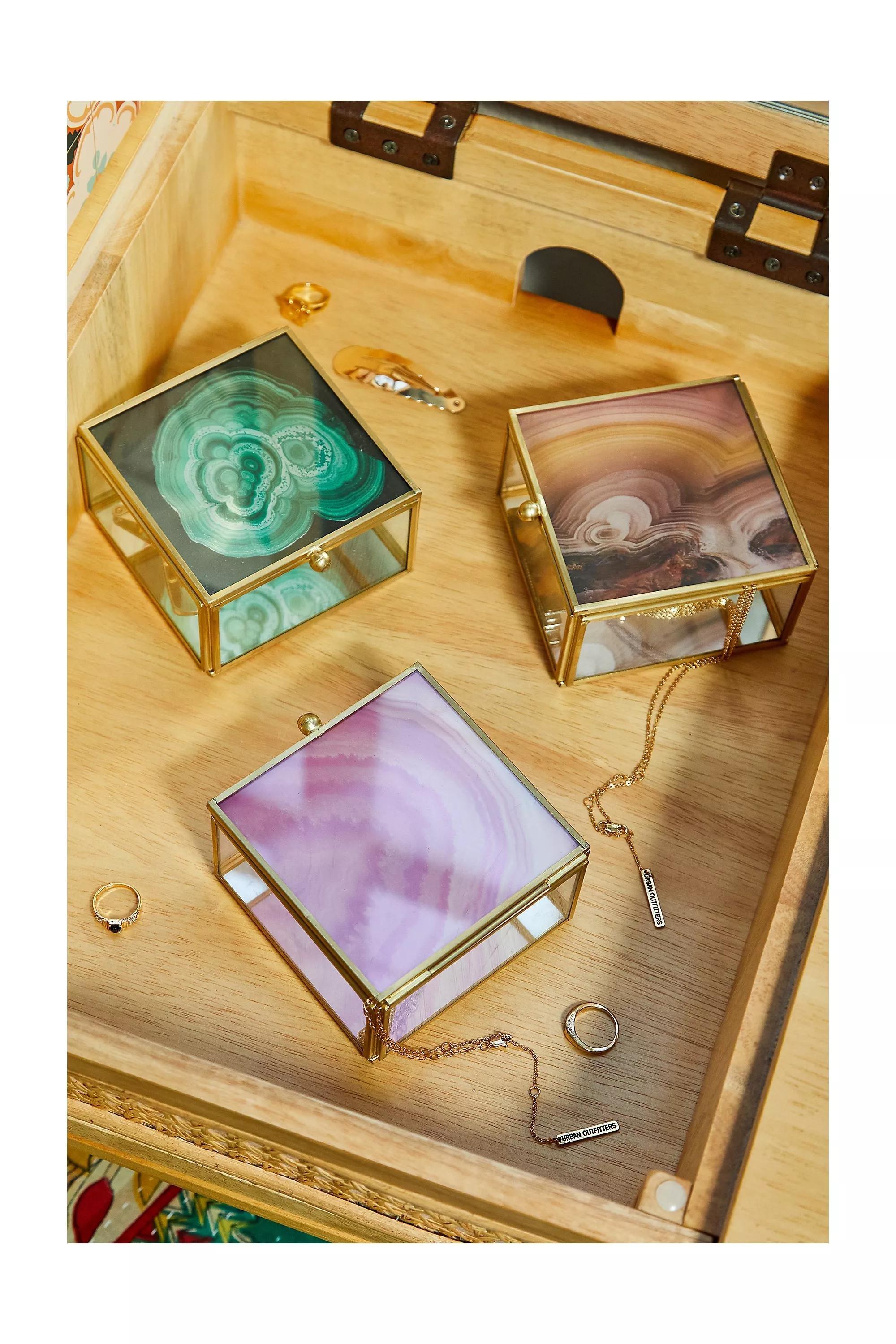Green Square Agate Effect Jewellery Box, , large image number 2