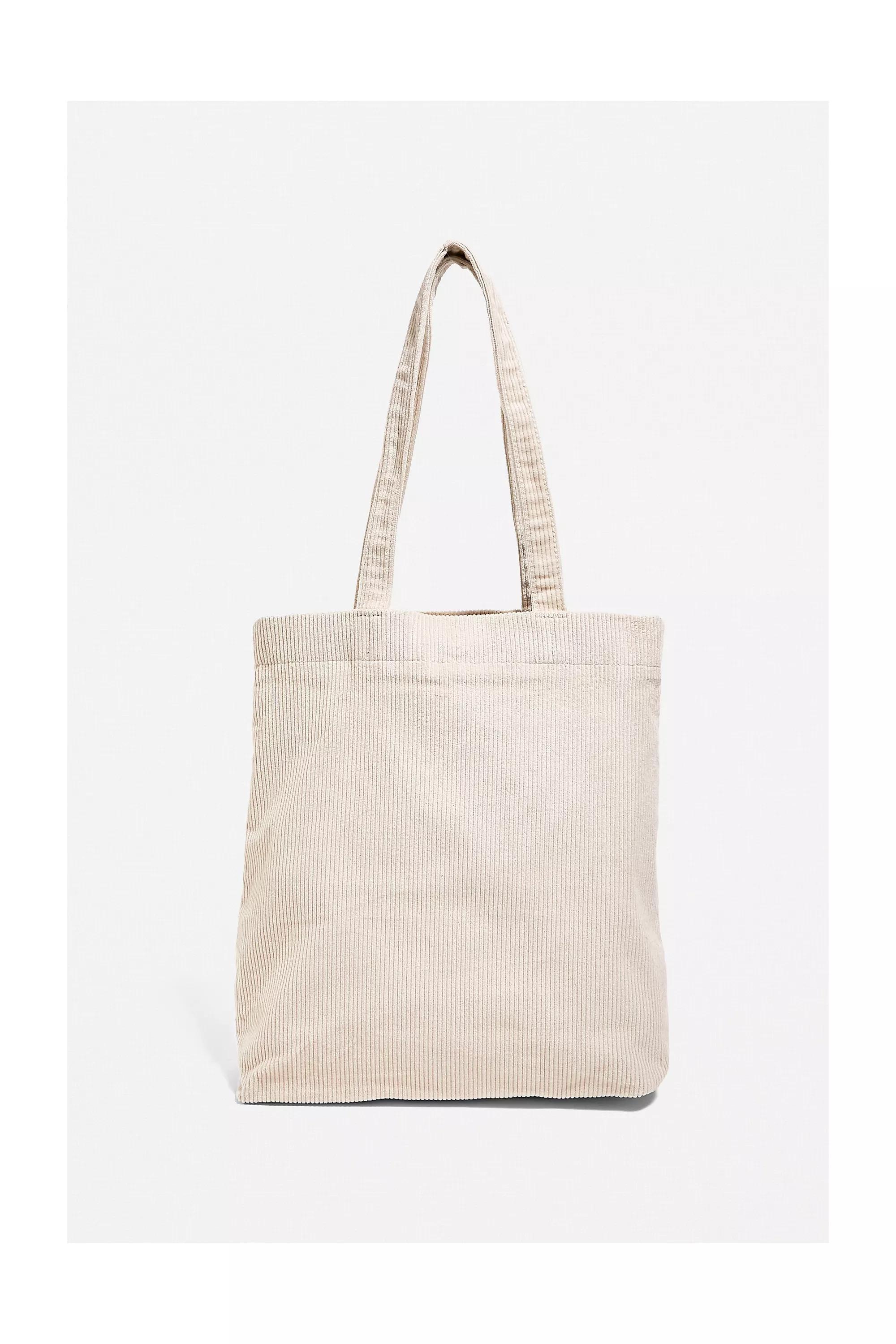 Cream Corduroy Pocket Tote Bag, IVRY, large image number 2