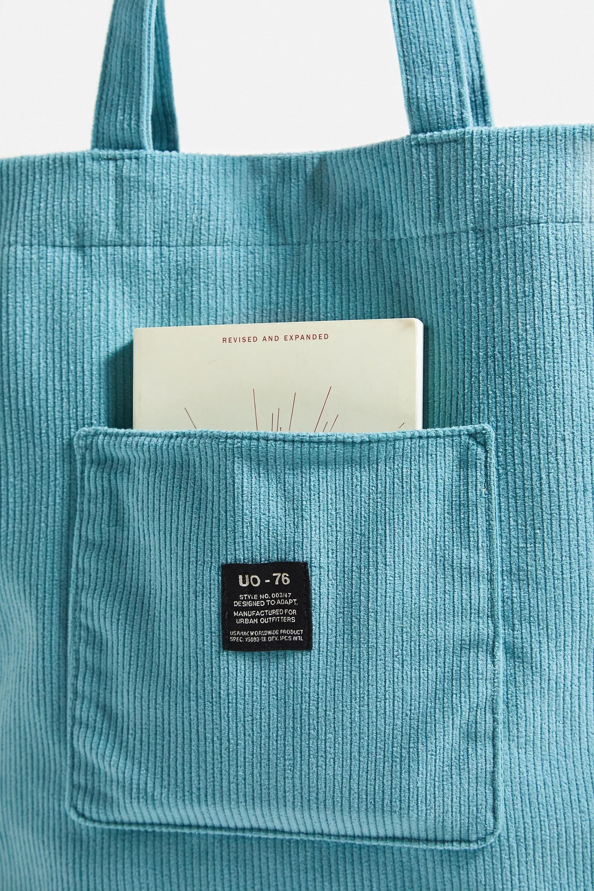 Blue Uo Corduroy Pocket Tote Bag, , large image number 1