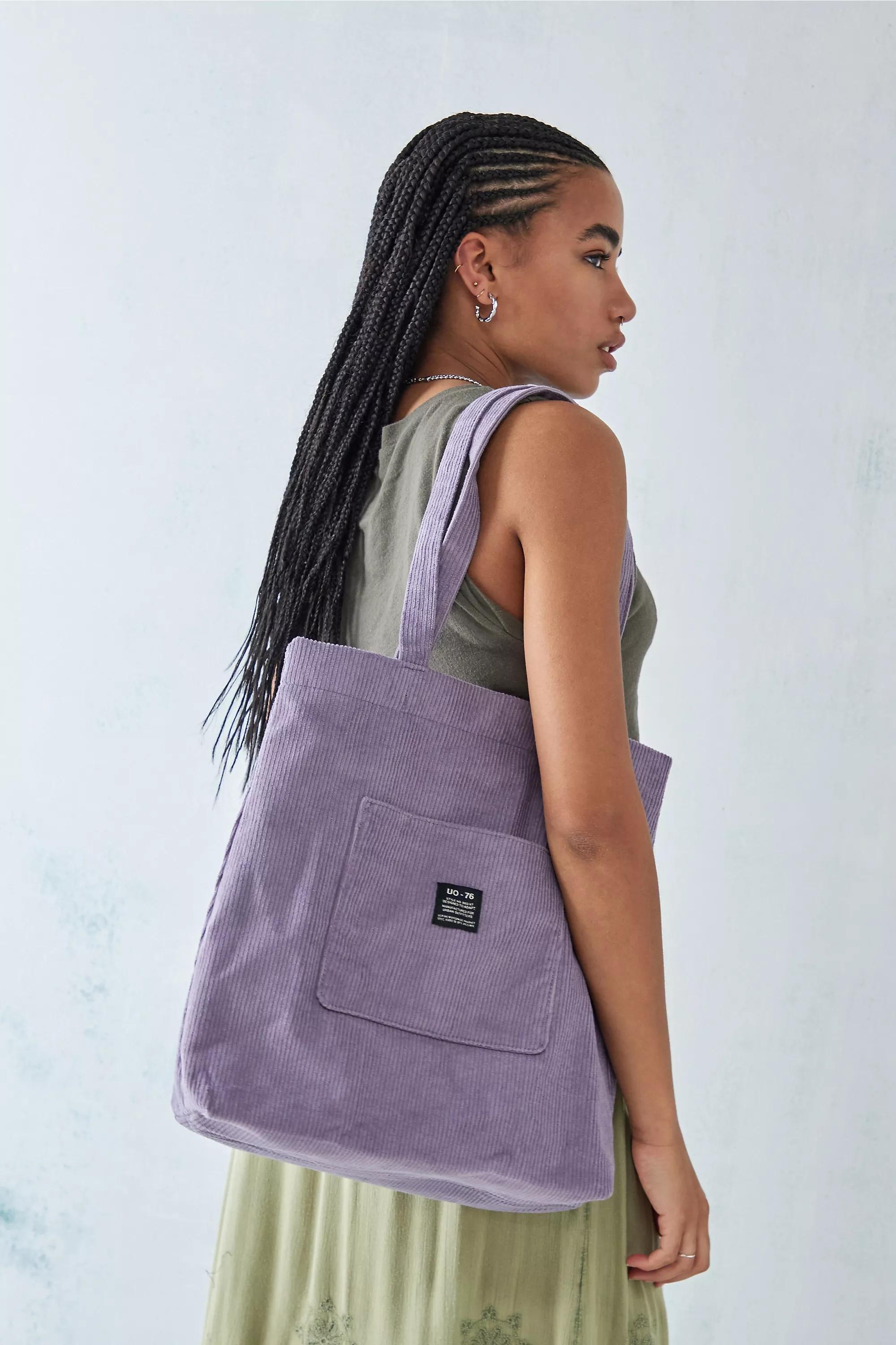 Purple Uo Corduroy Pocket Tote Bag, , large image number 0